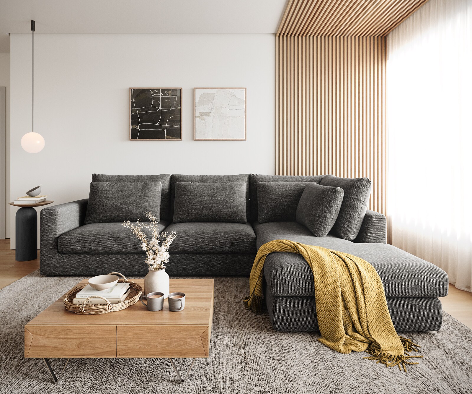Sofa narożna Isla 330x225cm szenil antracyt szezlong prawy 2
