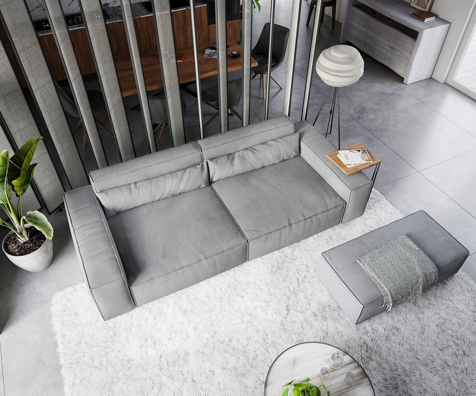 Sofa Sirpio XL 270x130cm mikrofibra szara z pufem 3