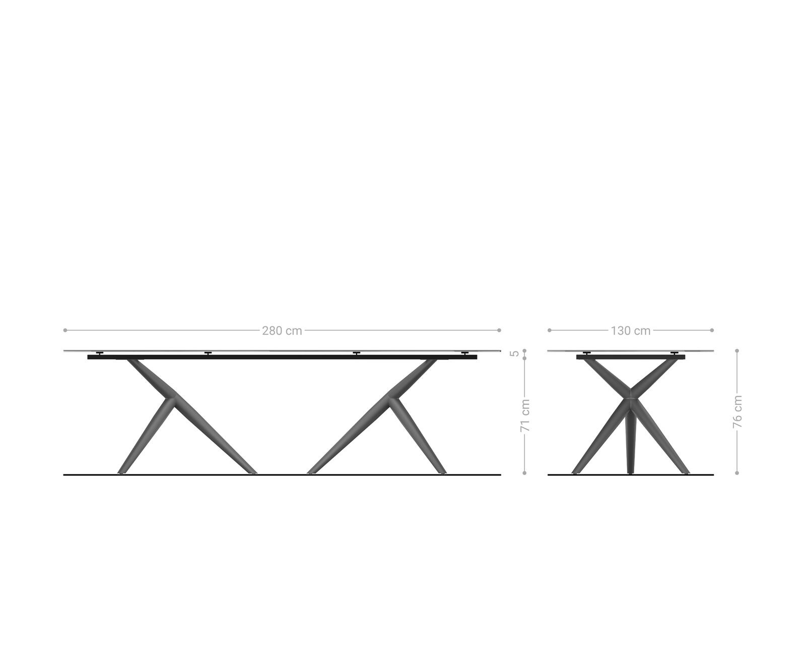 Stół do jadalni Edge owalny 280x130cm ceramika Minas Melange biało-beżowy rama Estelar metal czarny 5