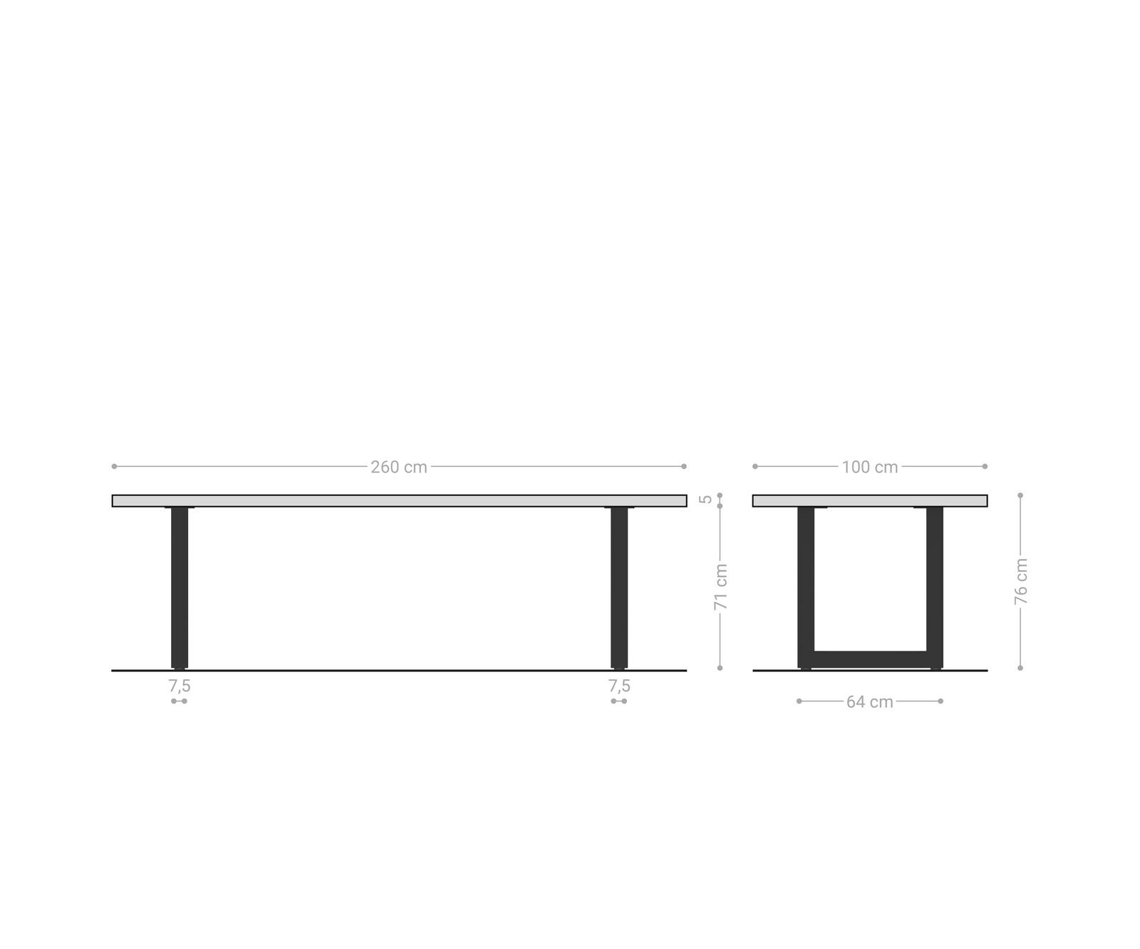 Stół do jadalni Edge 260x100 XL akacja naturalna stal nierdzewna live-edge 6