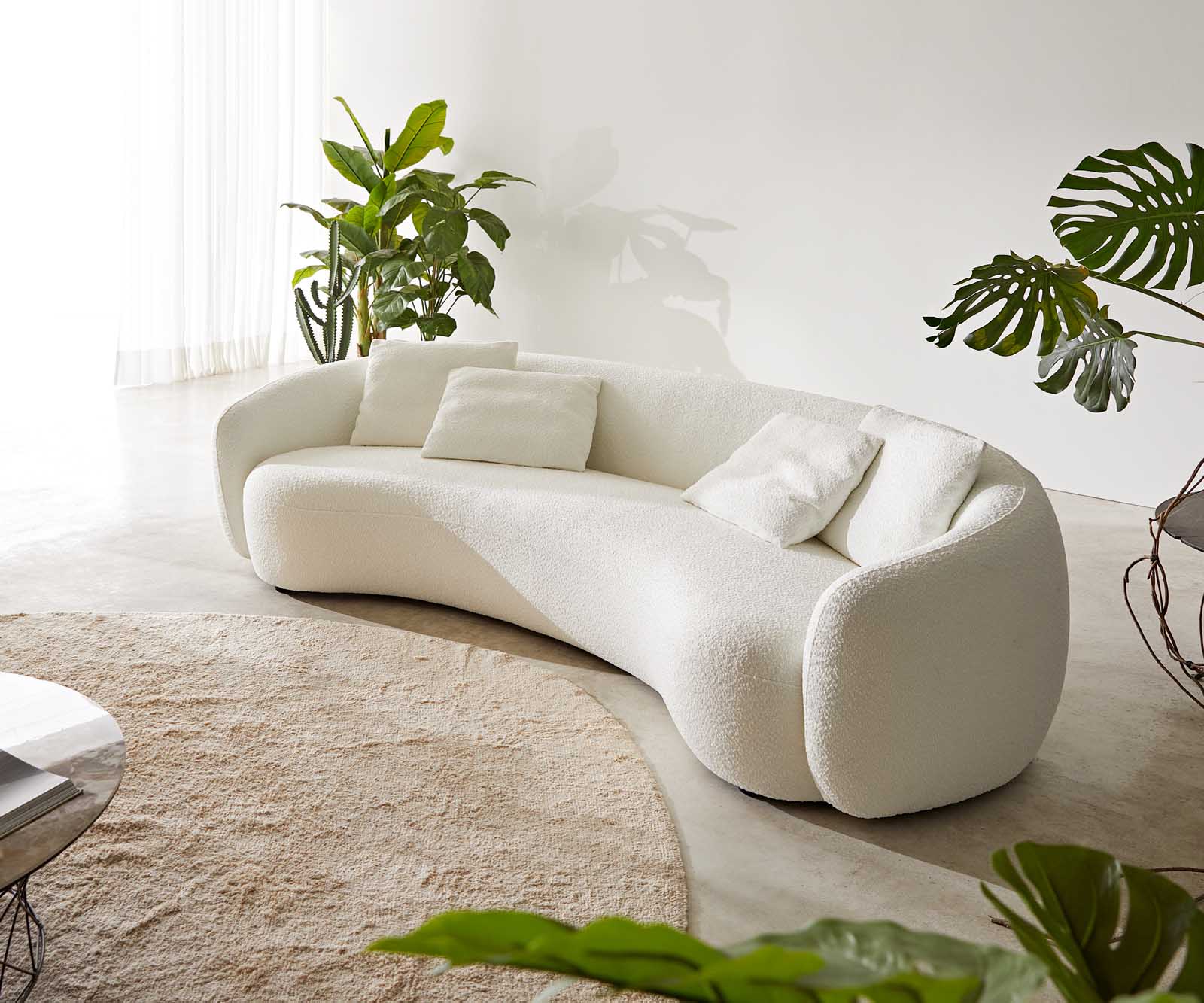 Sofa 3-osobowa Larna 260x120 cm bouclé kremowo-biały 3