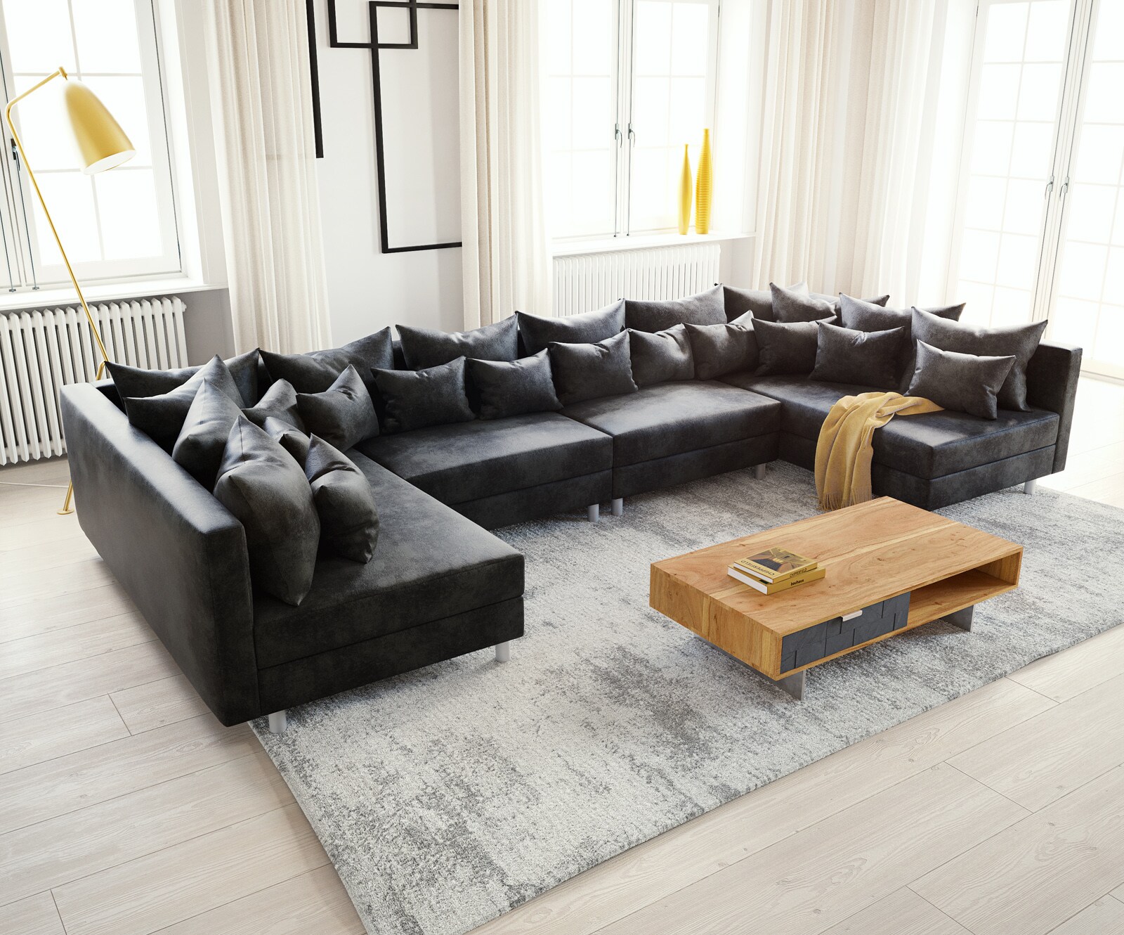 Zestaw wypoczynkowy Clovis XL antracyt antyczny sofa modułowa