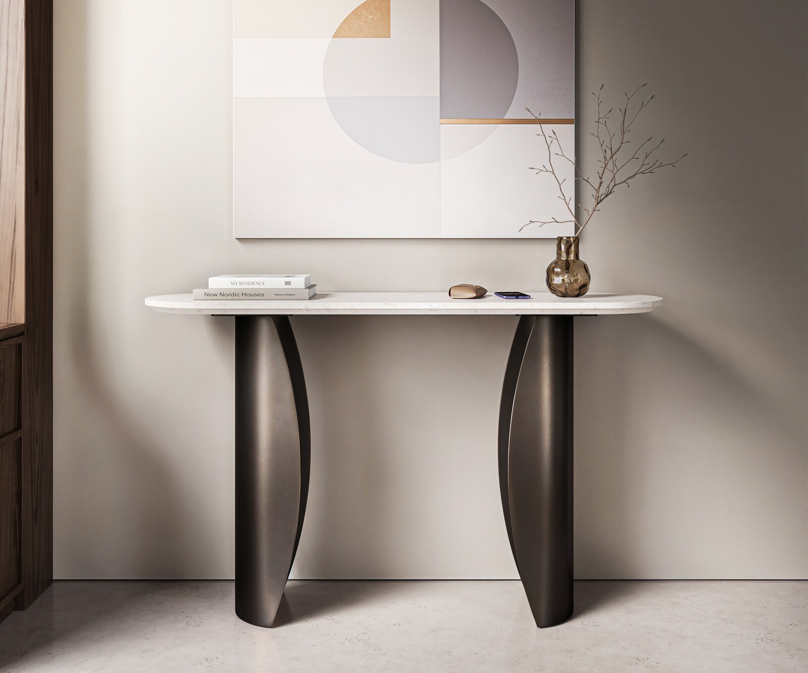 Konsola Solena 135x40 cm marmur biały metal w wykończeniu Black Antique 2