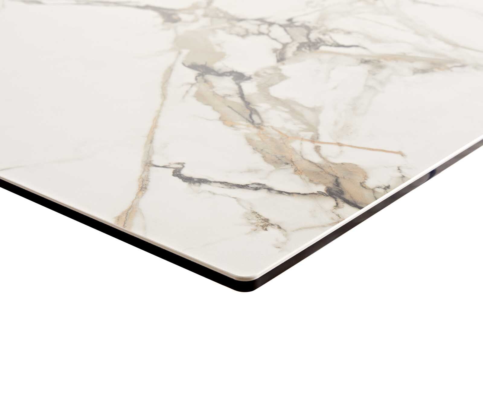 Stół do jadalni Edge 300x100cm ceramika Calacatta Luxe biało-złoto-szary stal nierdzewna pochylona rama 3