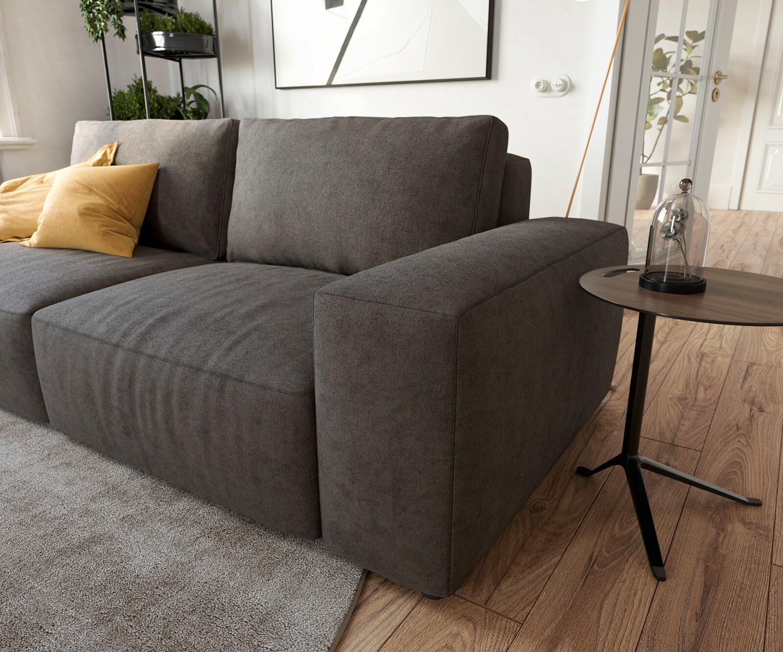 Duża sofa Lanzo L 250x105 cm mikrofibra khaki brązowa 4