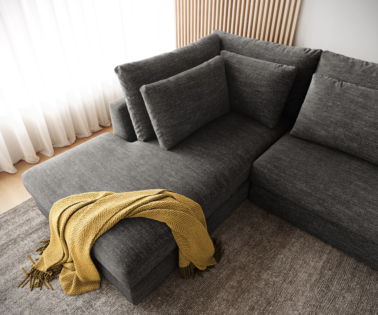 Sofa narożna Isla 330x225cm szenil antracyt szezlong lewy 5