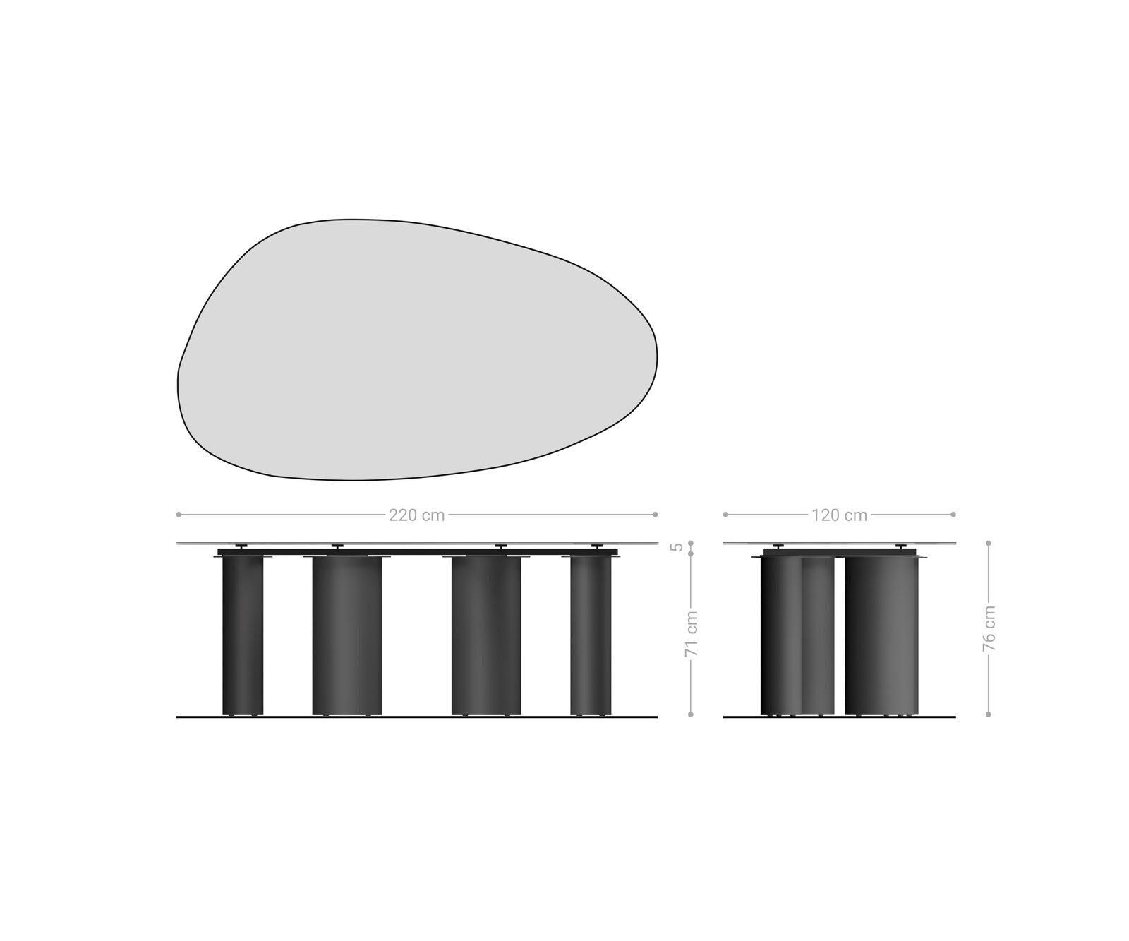 Stół do jadalni Edge owalny 220x120 ceramika Laminam® Sabbia w kolorze dębu rama Pilier metal kolor tytanowy 8