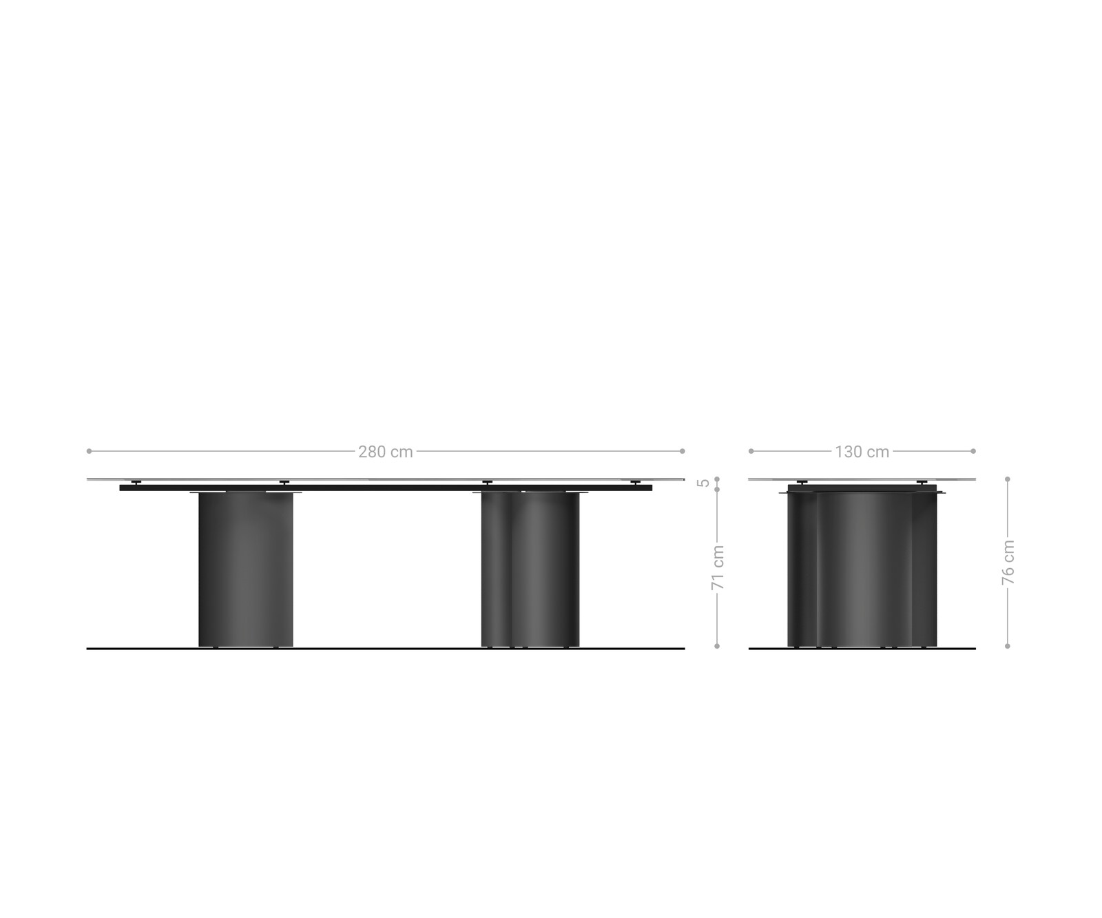 Stół do jadalni Edge owalny 280x130cm ceramika Iris FMG Agatablack rama Troa metal kolor tytanowy 8