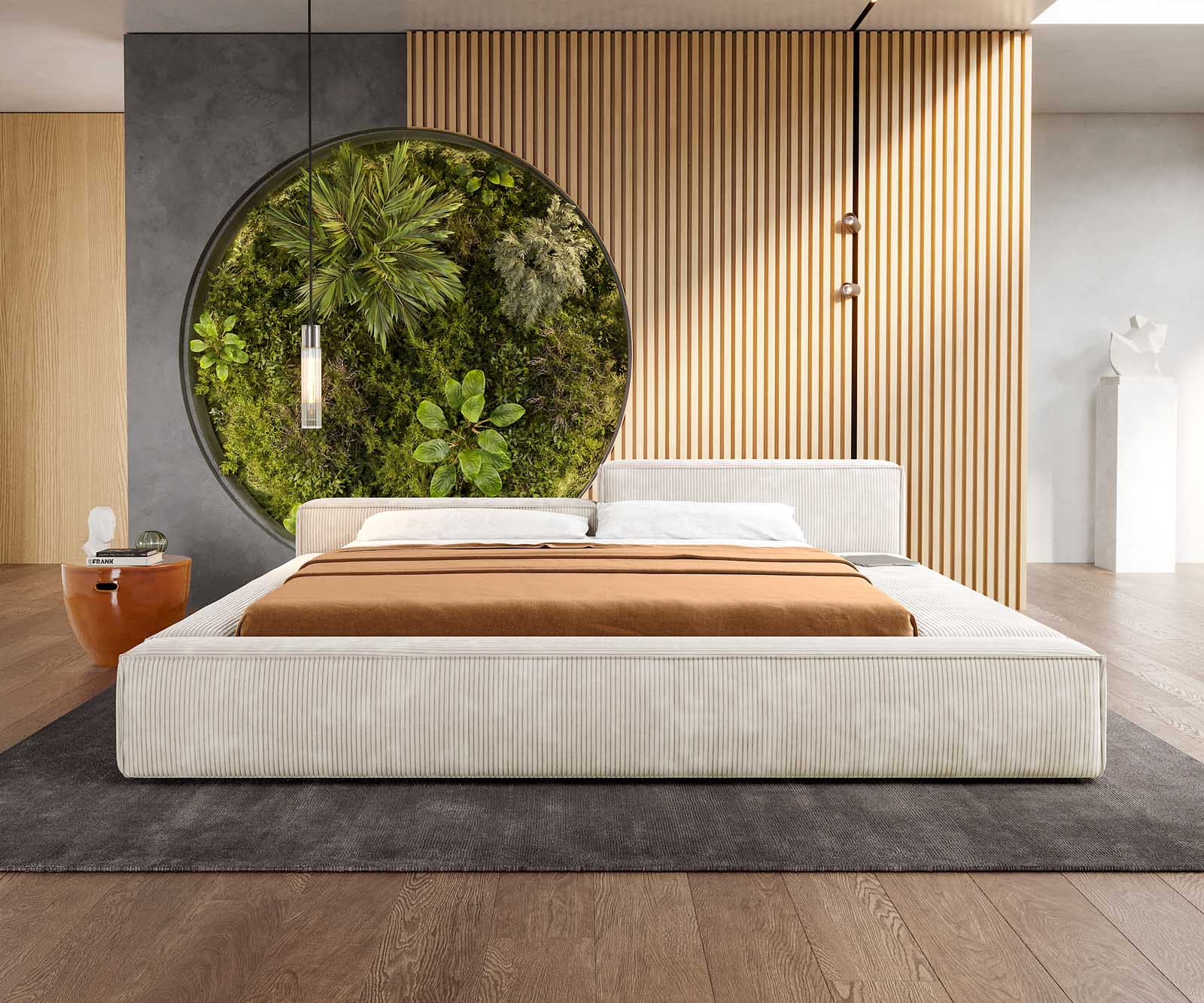 Rama łóżka tapicerowanego Kalinea 180x200 cm sztruks beżowy 1