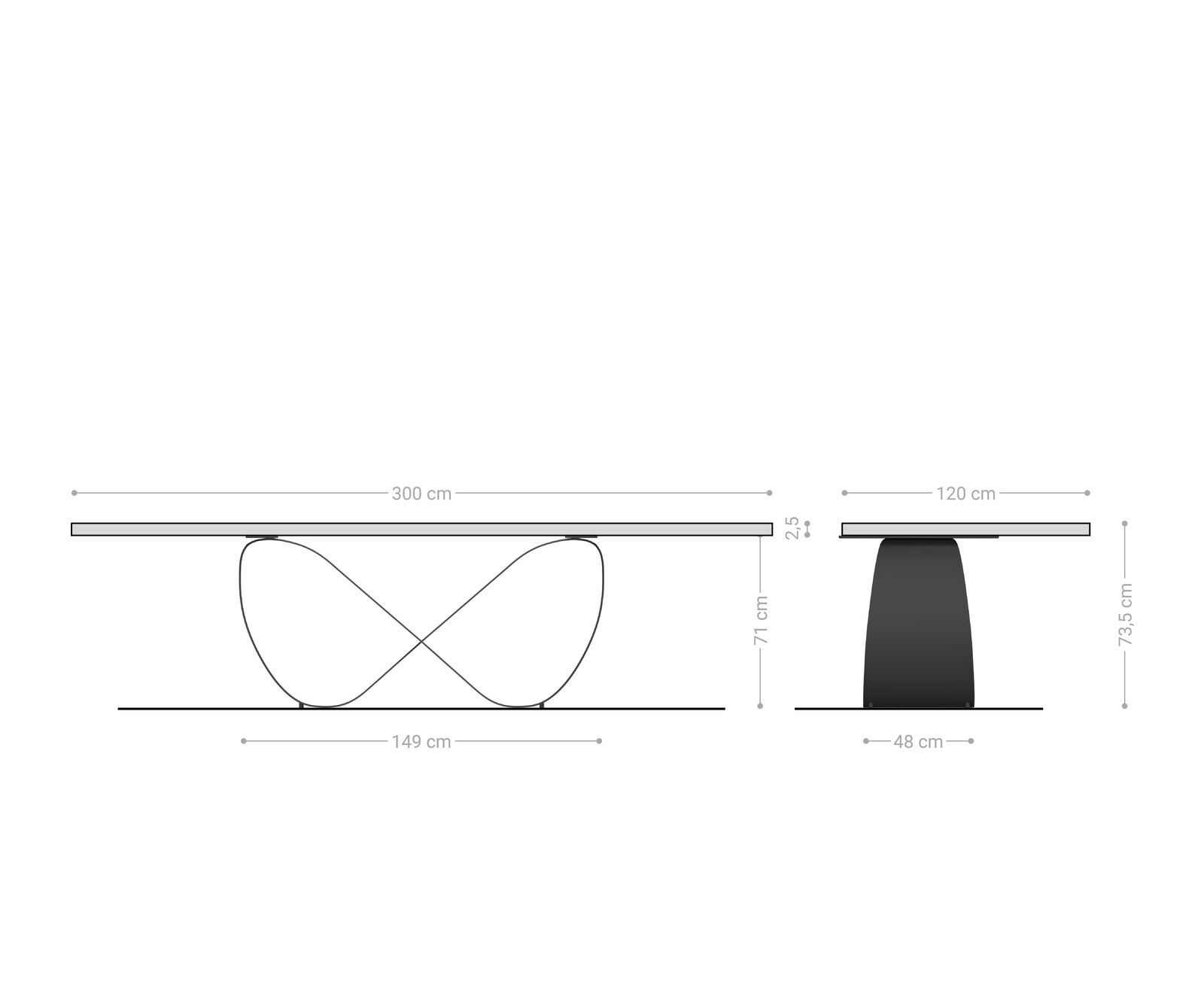 Stół do jadalni Edge 200-300x100cm ceramika Minas Melange biało-beżowy rama Infinity metal czarny rozkładany 6