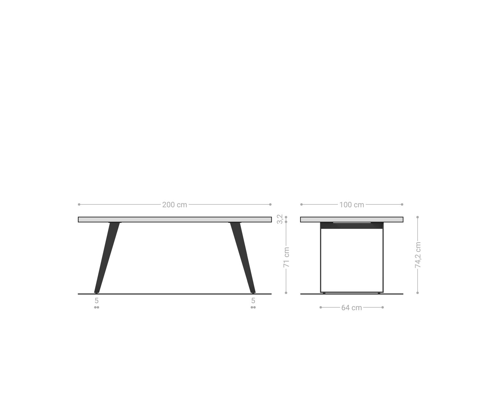 Stół do jadalni Edge 200x100x2,5-3 cm dąb naturalny stal nierdzewna rama pochylona live-edge 9