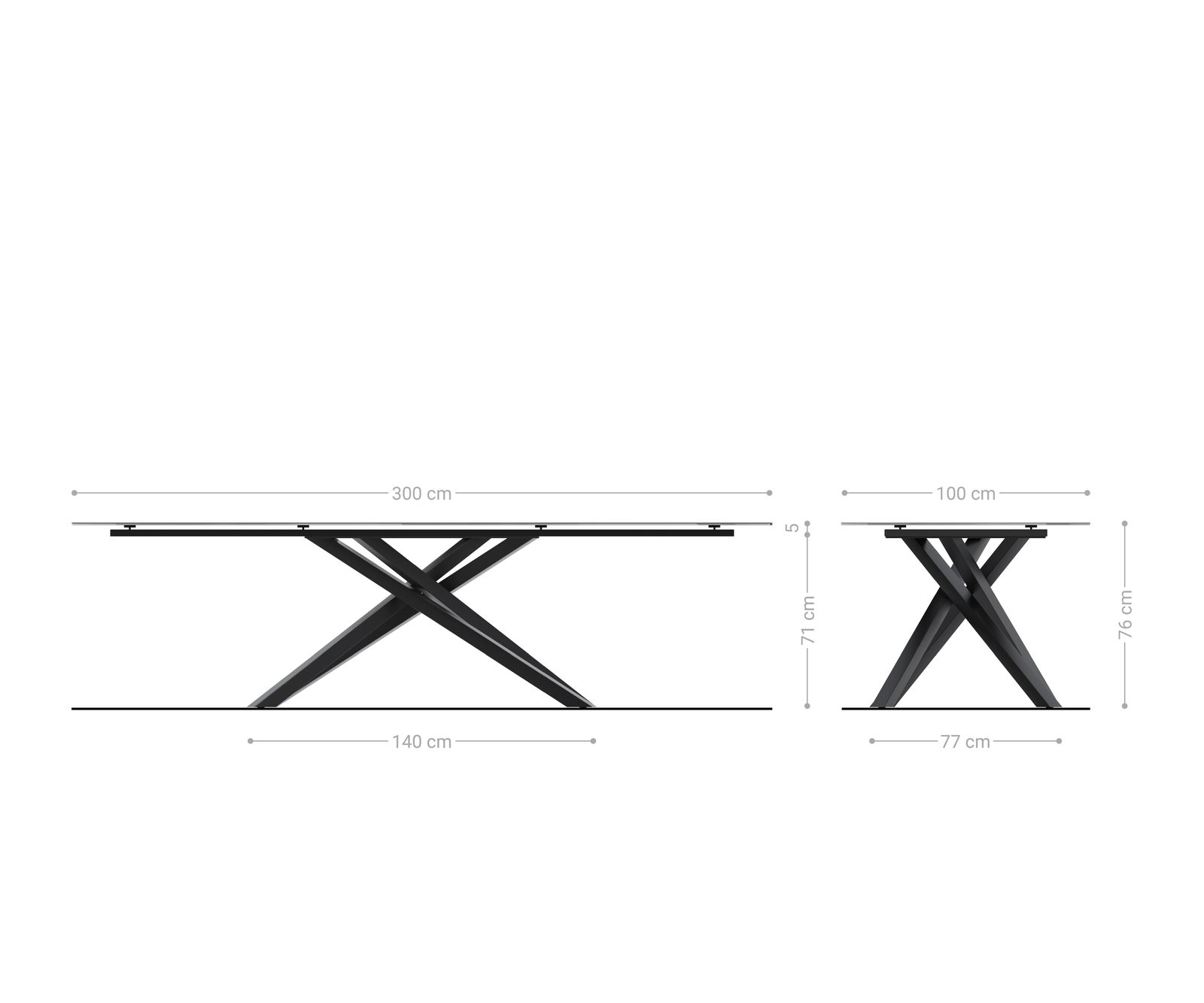 Stół ogrodowy Edge 300x100 cm ceramika Laminam® Statuarietto biały rama Cross stal nierdzewna 6