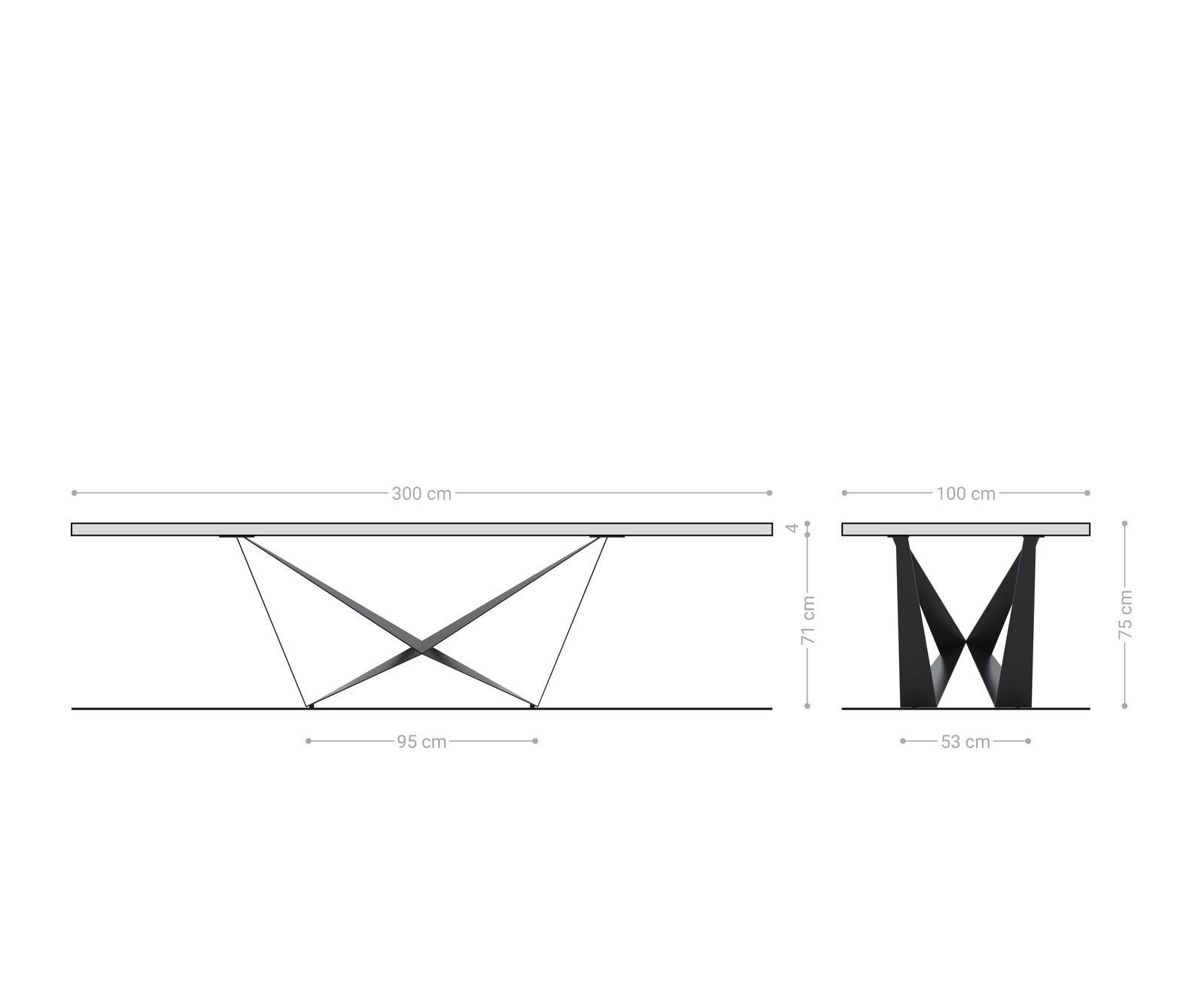 Stół do jadalni Edge 300x100x4cm dąb naturalny rama Spider stal nierdzewna live-edge 6