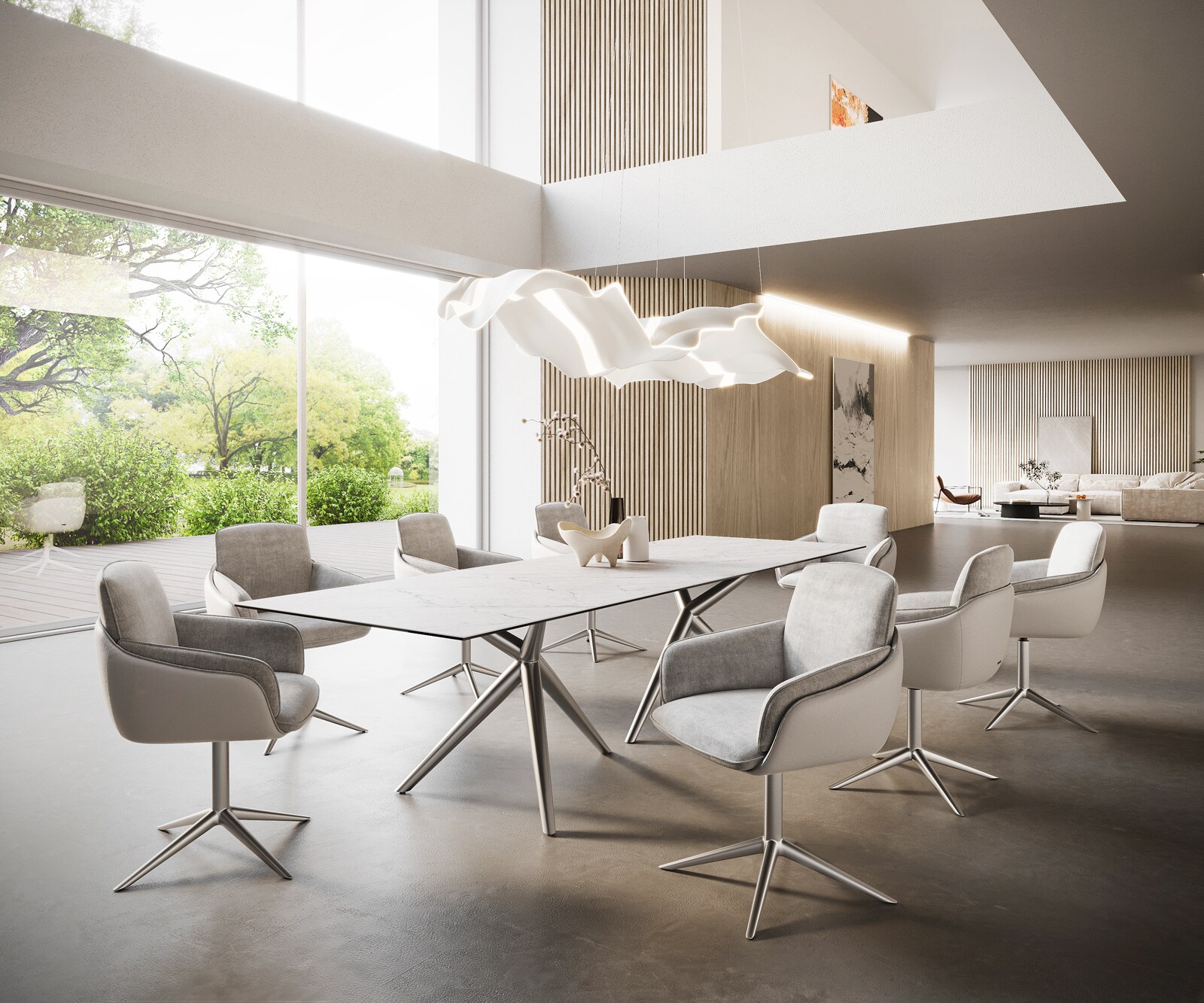 Stół do jadalni Edge 300x100cm ceramika Laminam® Statuarietto biały rama Estelar stal nierdzewna 7
