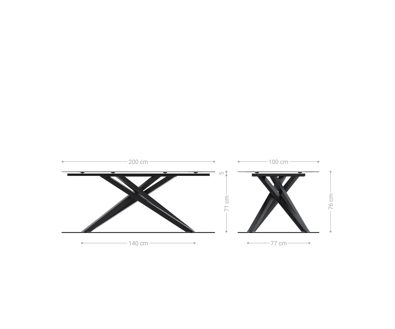 Stół ogrodowy Edge w kształcie beczki 200x100 cm ceramika Laminam® Noir Desir brązowa rama Cross metal czarny 8
