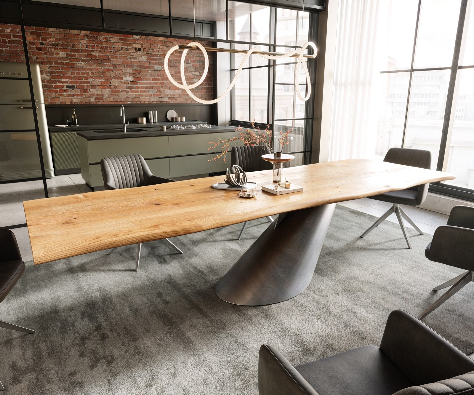 Blat stołu Edge 300x100x4 cm dąb naturalny 4