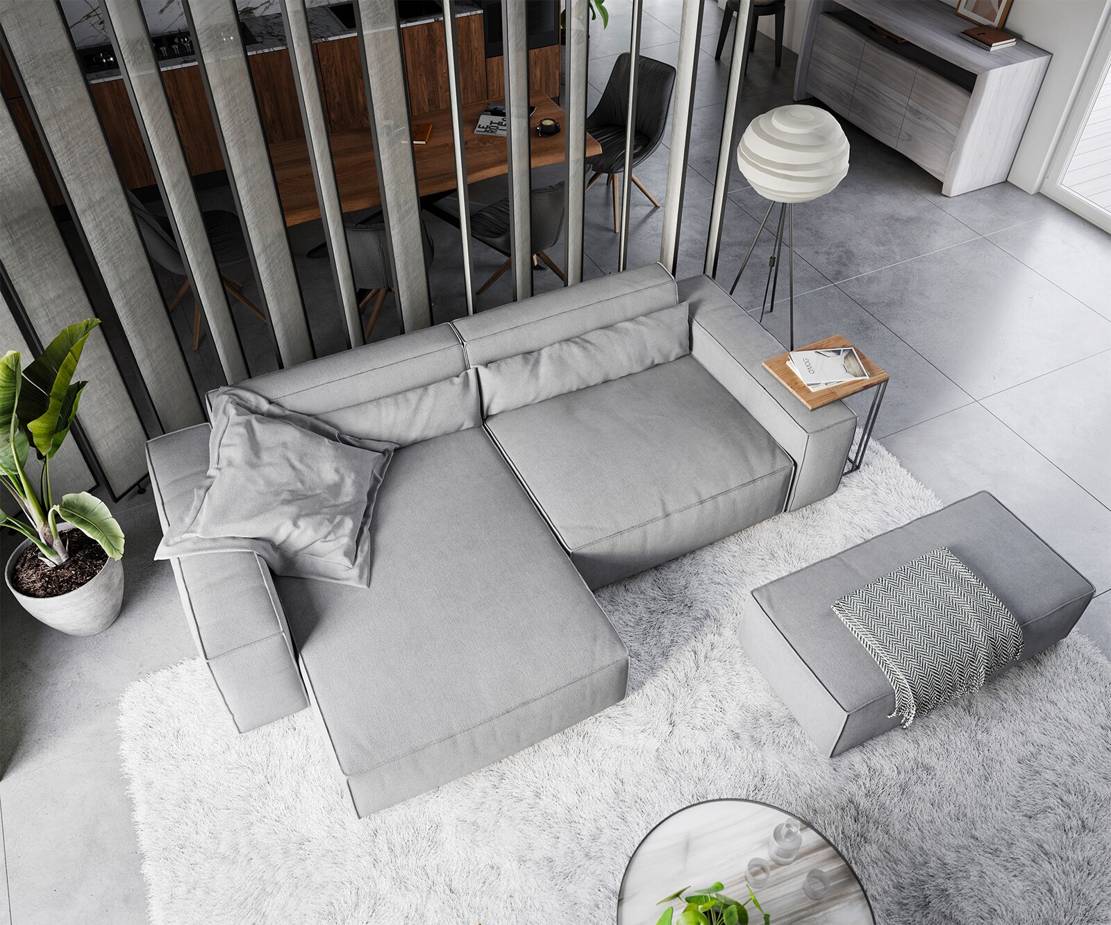 Sofa narożna Sirpio XL 270x170cm mikrofibra szara szezlong z możliwością zmiennego ustawienia z pufem 3