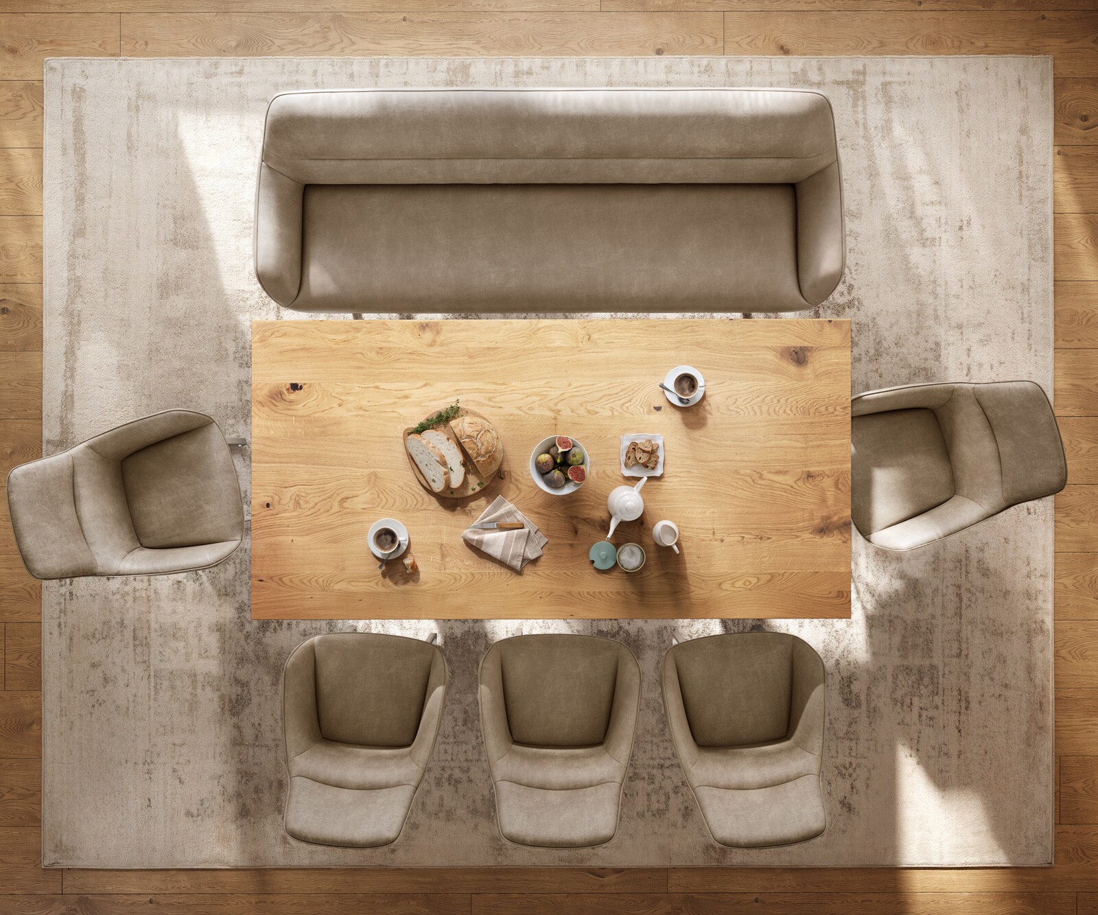 Ławka do jadalni Taya-Flex 200 cm mikrofibra beżowy vintage podstawa płozowa płaska stal nierdzewna sprężyny kieszeniowe 5
