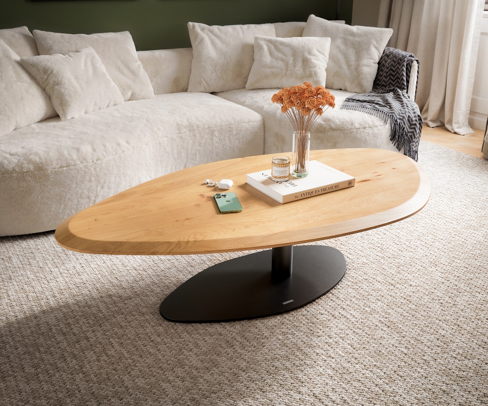 Stolik kawowy Edge kształt organiczny 140x76 cm dąb naturalny flow-edge 1