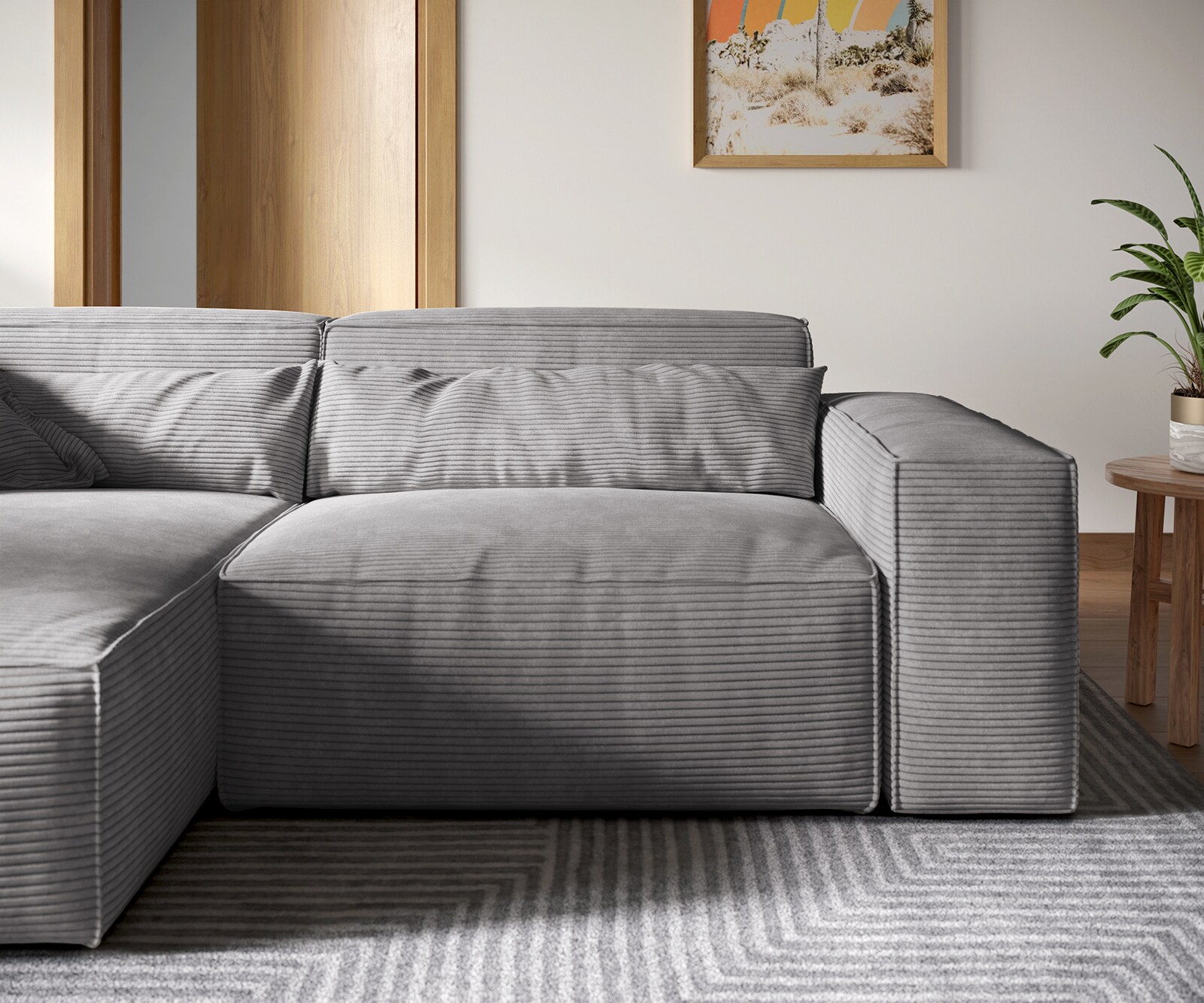 Sofa narożna Sirpio XL 270x170cm sztruks srebrno-szary szezlong z możliwością zmiennego ustawienia 4