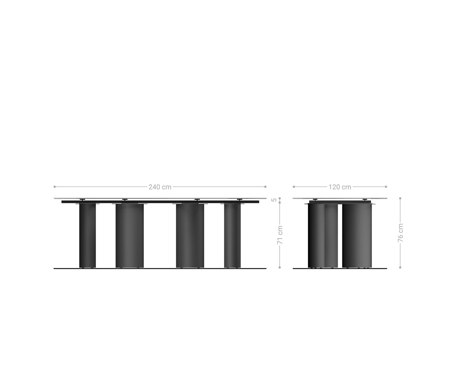 Stół do jadalni Edge w kształcie beczki 240x120 cm ceramika Minas Melange biało-beżowa rama Pilier metal biały 7