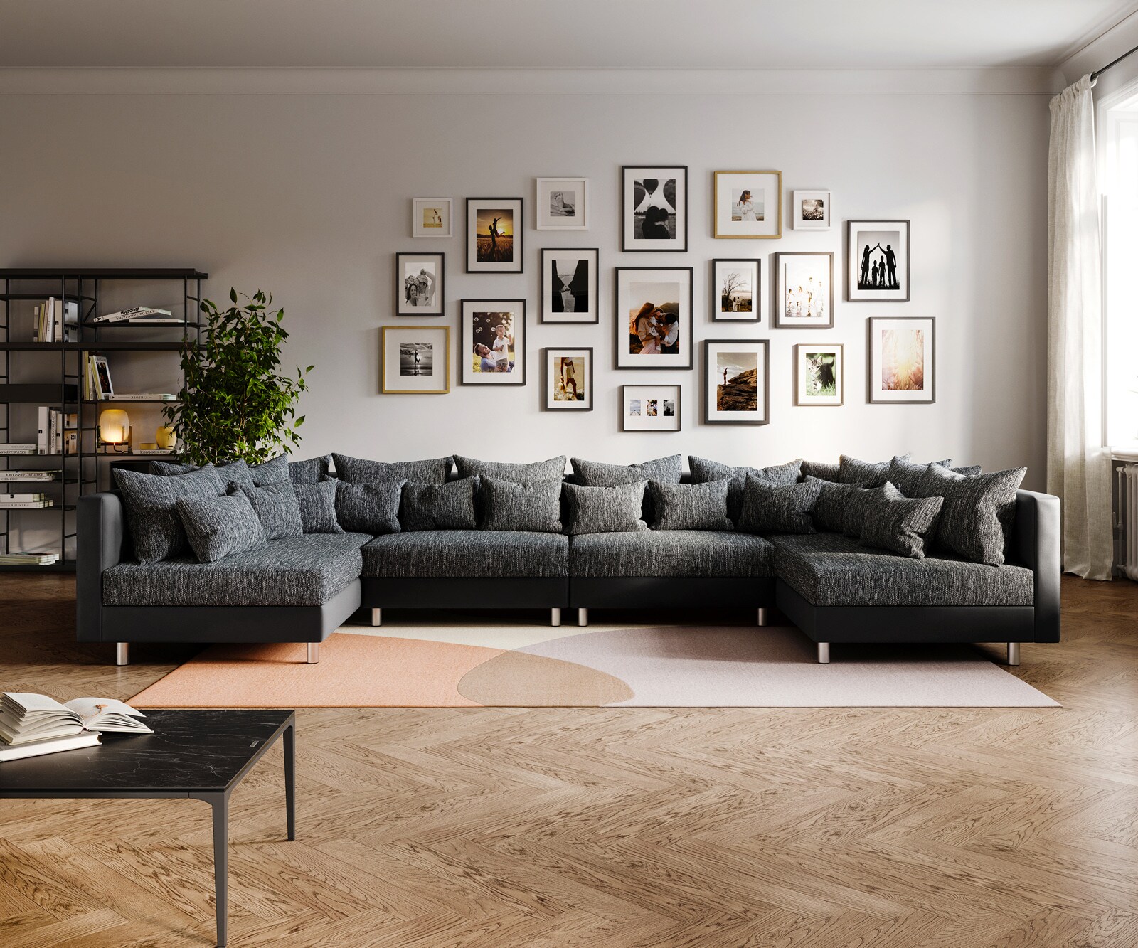 Zestaw wypoczynkowy Clovis XL czarny sofa modułowa z możliwością rozbudowy 1