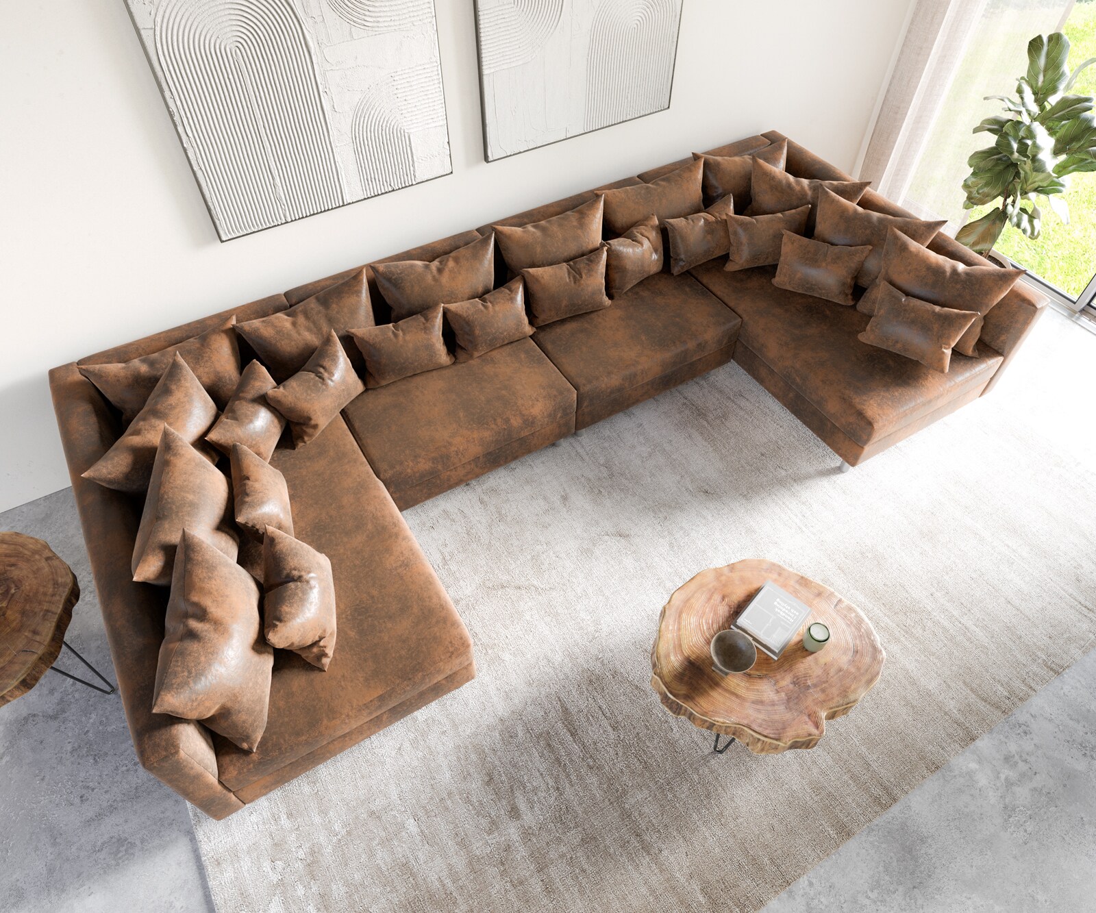 Zestaw wypoczynkowy Clovis XL brąz antyczny sofa modułowa 3