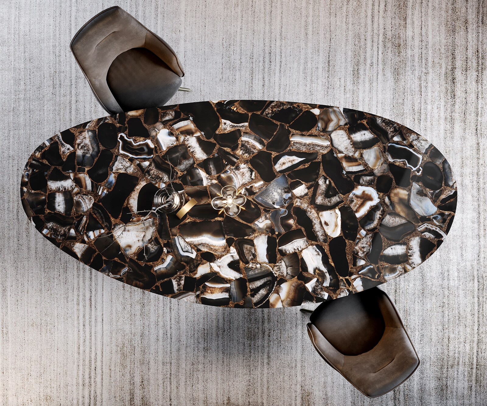 Stół do jadalni Edge owalny 280x130cm ceramika Iris FMG Agatablack rama Zenthara metal kolor tytanowy 7