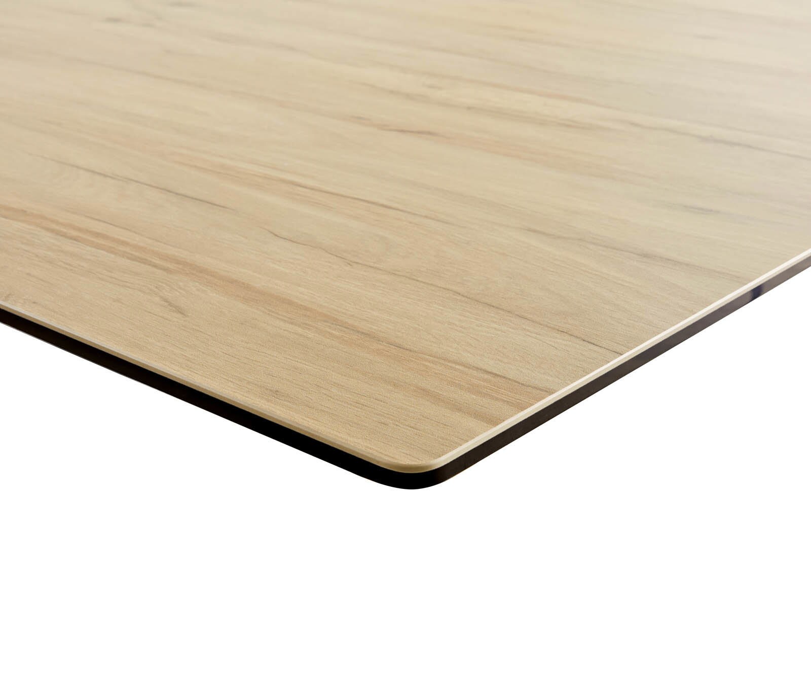 Stół do jadalni Edge 180-220x100 cm ceramika Laminam® Sabbia kolor dębu rama Cross czarna rozkładany 8