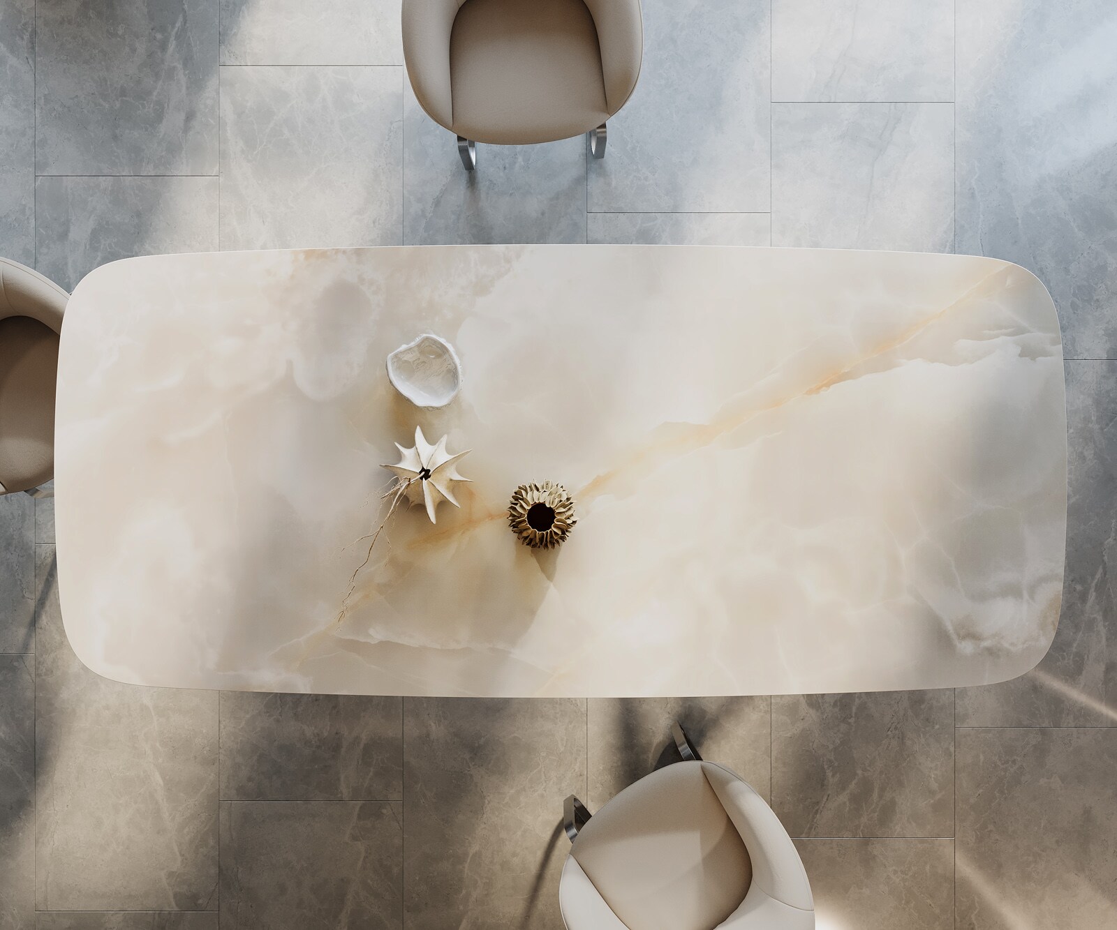 Stół do jadalni Edge kształt beczki 270x120cm ceramika Iris FMG Onice Grigio rama Estelar stal nierdzewna 6