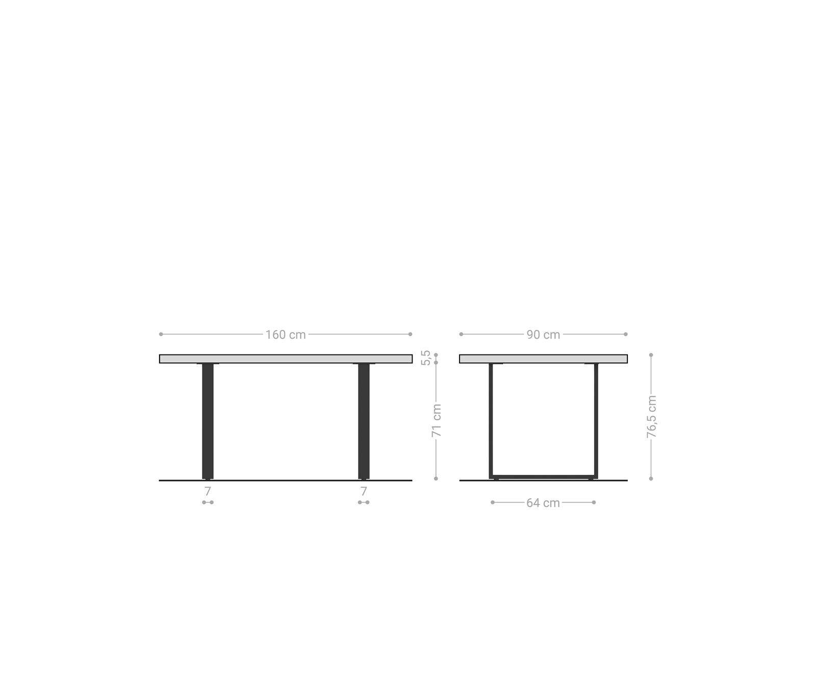 Stół do jadalni Edge 160x90cm XL akacja naturalna metal wąska rama czarne live-edge 6