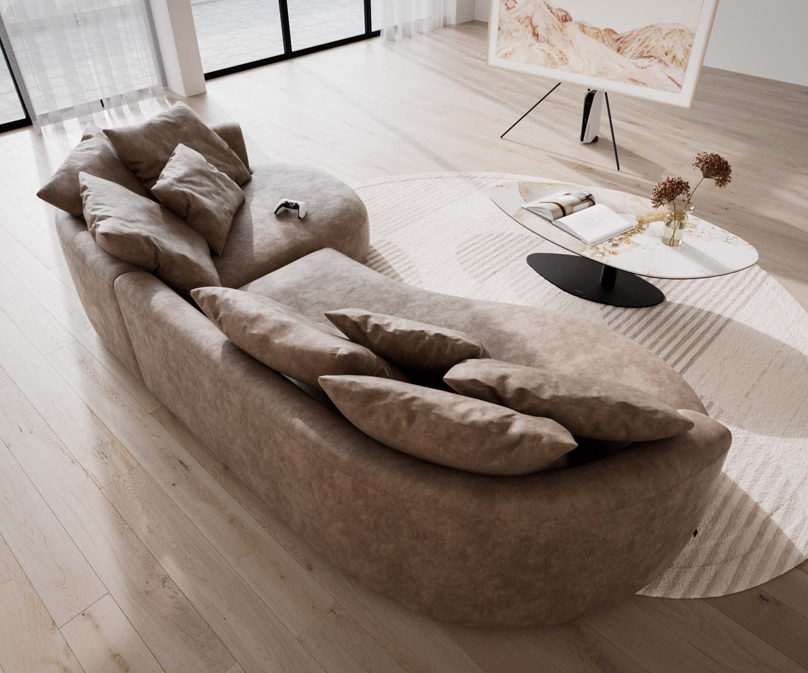 Sofa Edina 330x170cm mikrofibra szaro-brązowa vintage 5