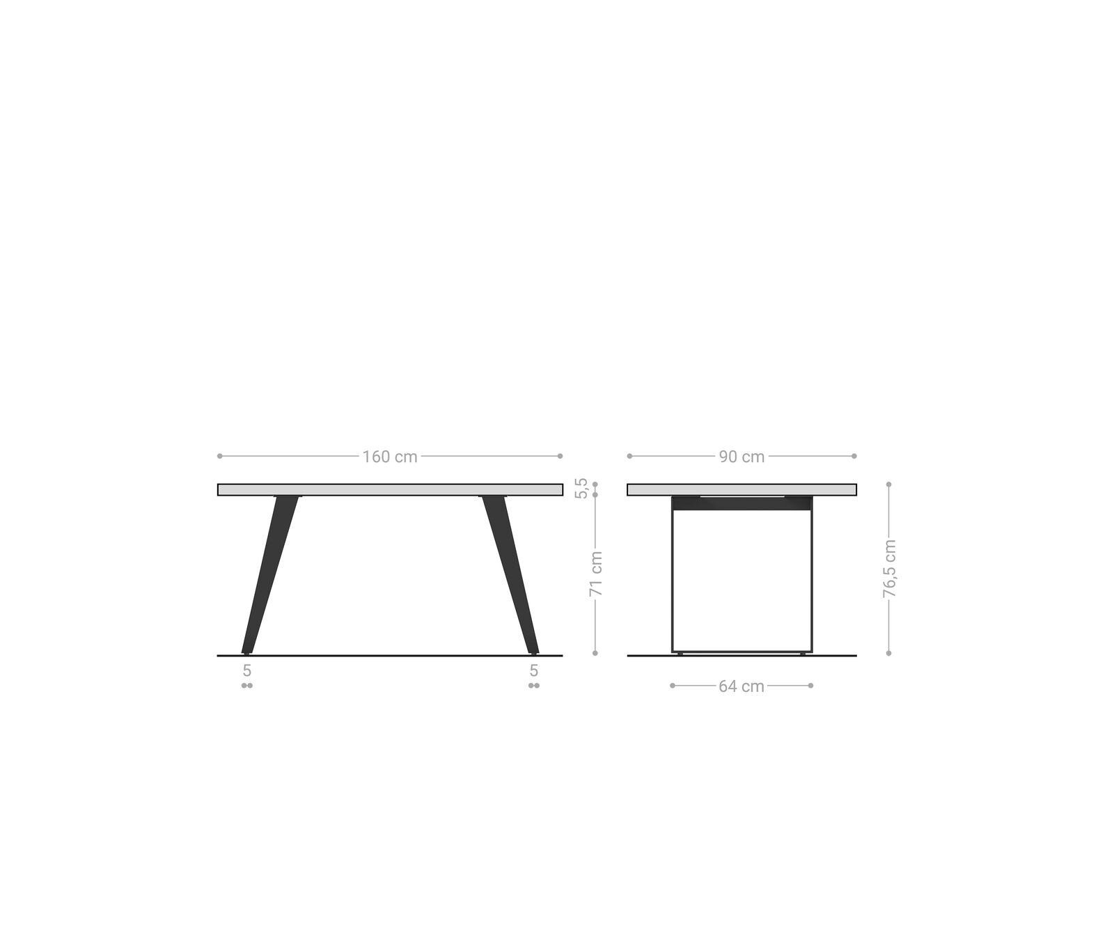 Stół do jadalni Edge 160x90cm XL akacja naturalna stal nierdzewna pochylona rama live-edge 6