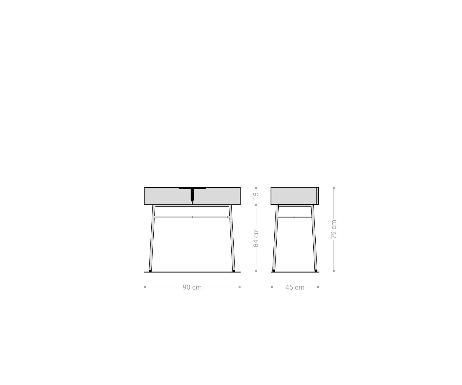 Konsola Mikkusu 90x44x81 cm bambus i drewno mango metal czarny 2 szuflady 4