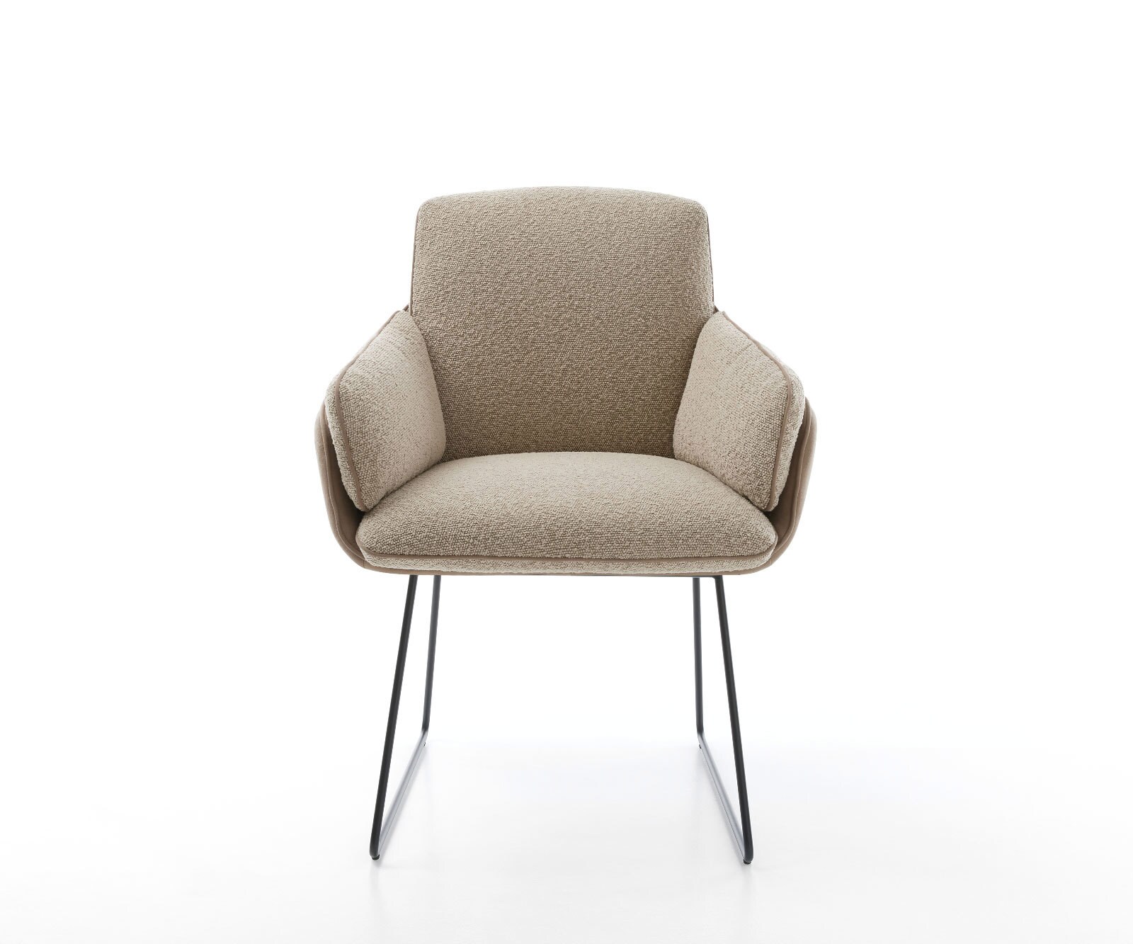 Krzesło do jadalni Luan-Flex z podłokietnikami mieszanka materiałów kolor ziemisty rama trapezowa czarna 1
