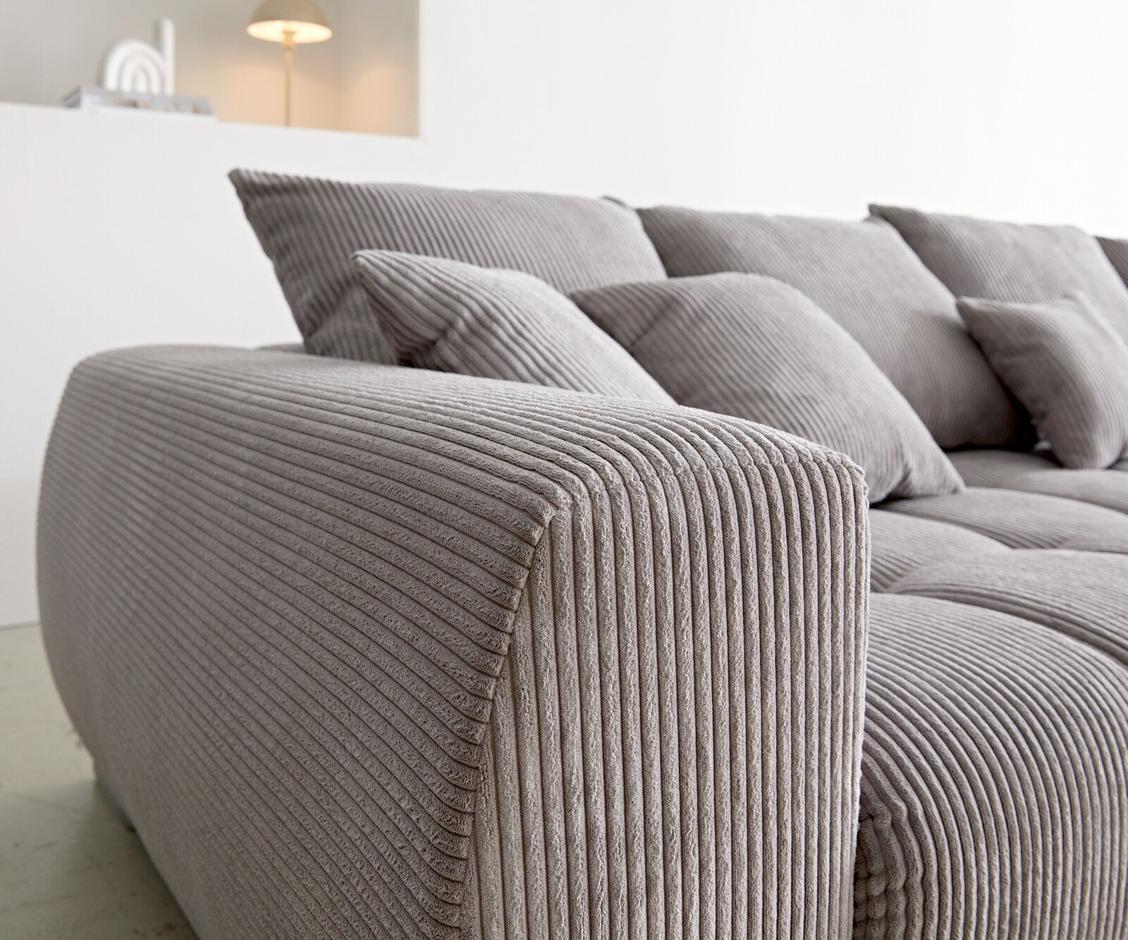 Sofa narożna Josea 300x220 cm sztruks srebrno-szary szezlong prawy 6