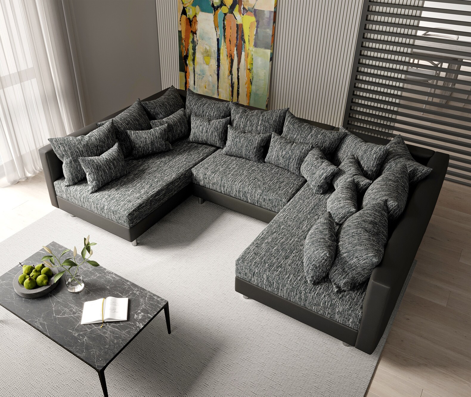 Zestaw wypoczynkowy Clovis czarna sofa modułowa 3