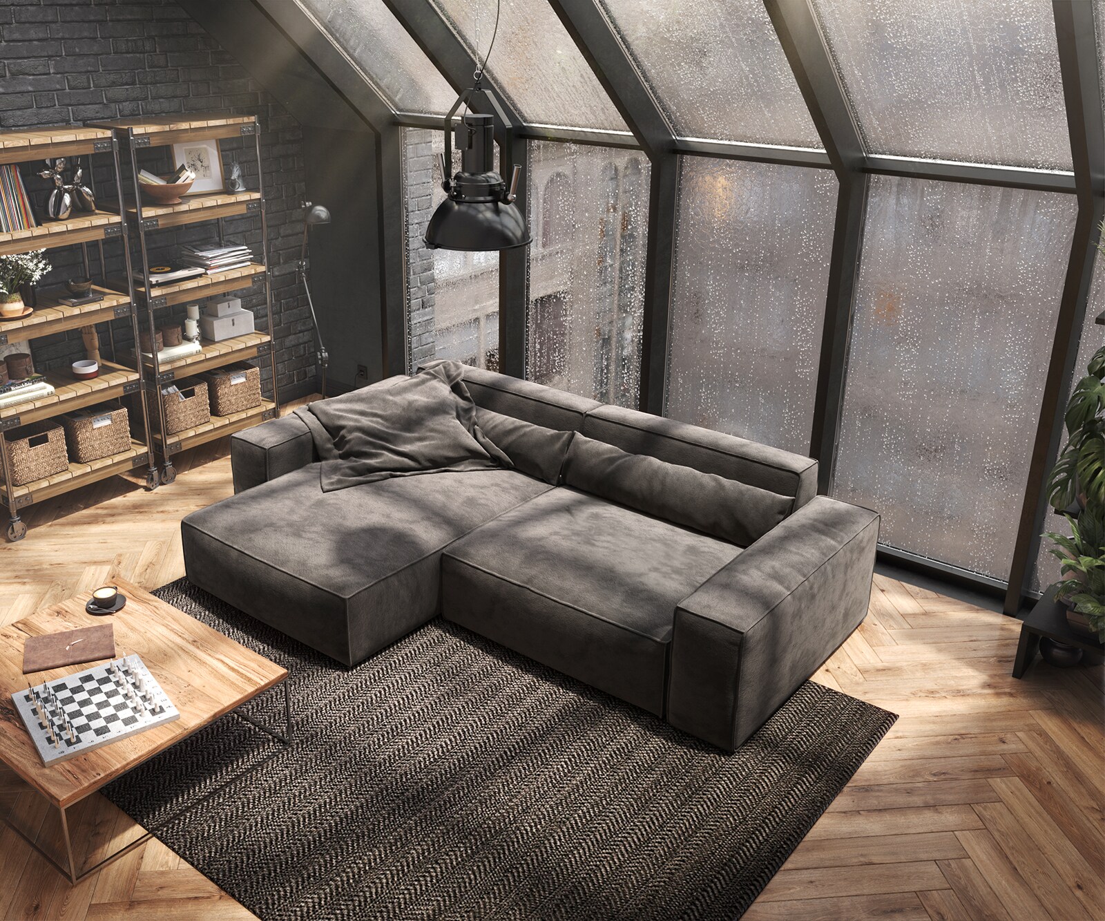Sofa narożna Sirpio XL 270x170cm mikrofibra brąz khaki szezlong z możliwością zmiennego ustawienia 4