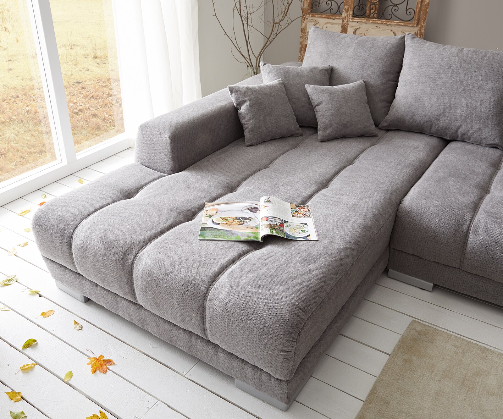 Sofa narożna Josea 300x220 cm mikrofibra kamienny szary szezlong lewy 4