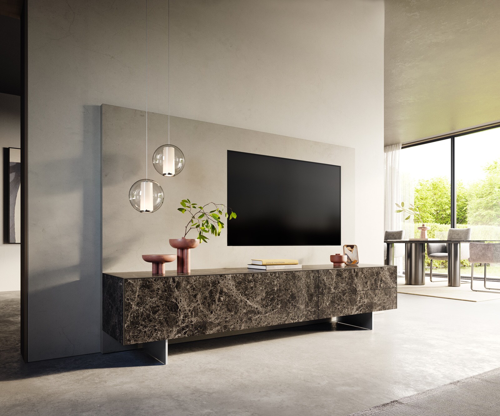 Szafka RTV Cuor 220 cm ceramika 1 drzwi uchylne 2 szuflady 1