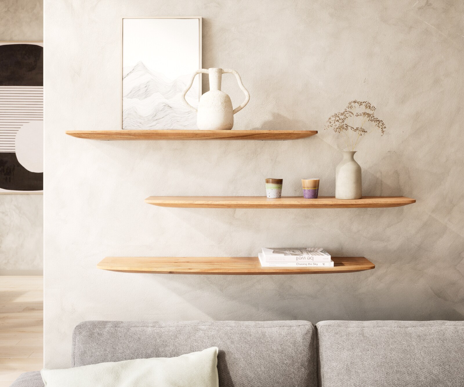 Półka ścienna Edge 145 cm akacja naturalna krawędź szwajcarska 5