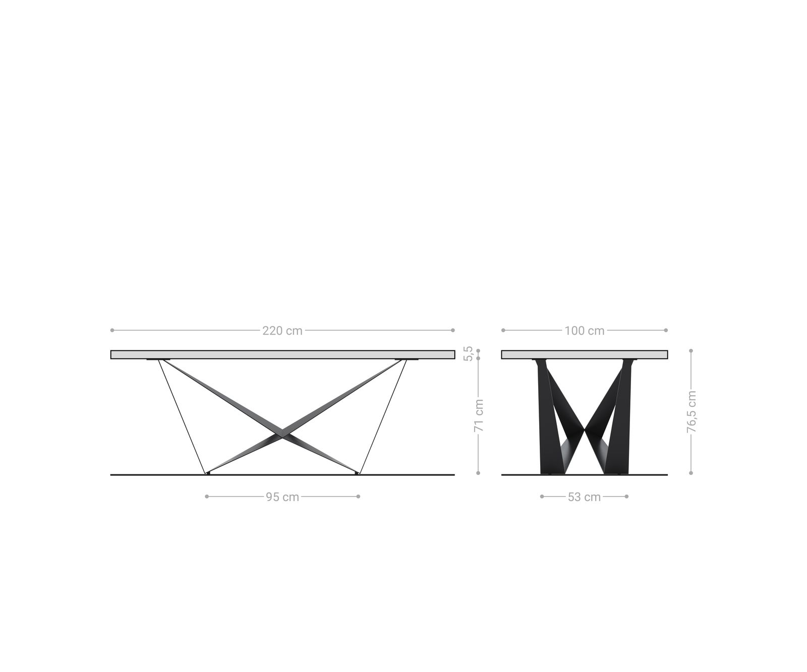 Stół do jadalni Edge 220x100 cm XL akacja platynowa rama Spider metal czarna live-edge 8