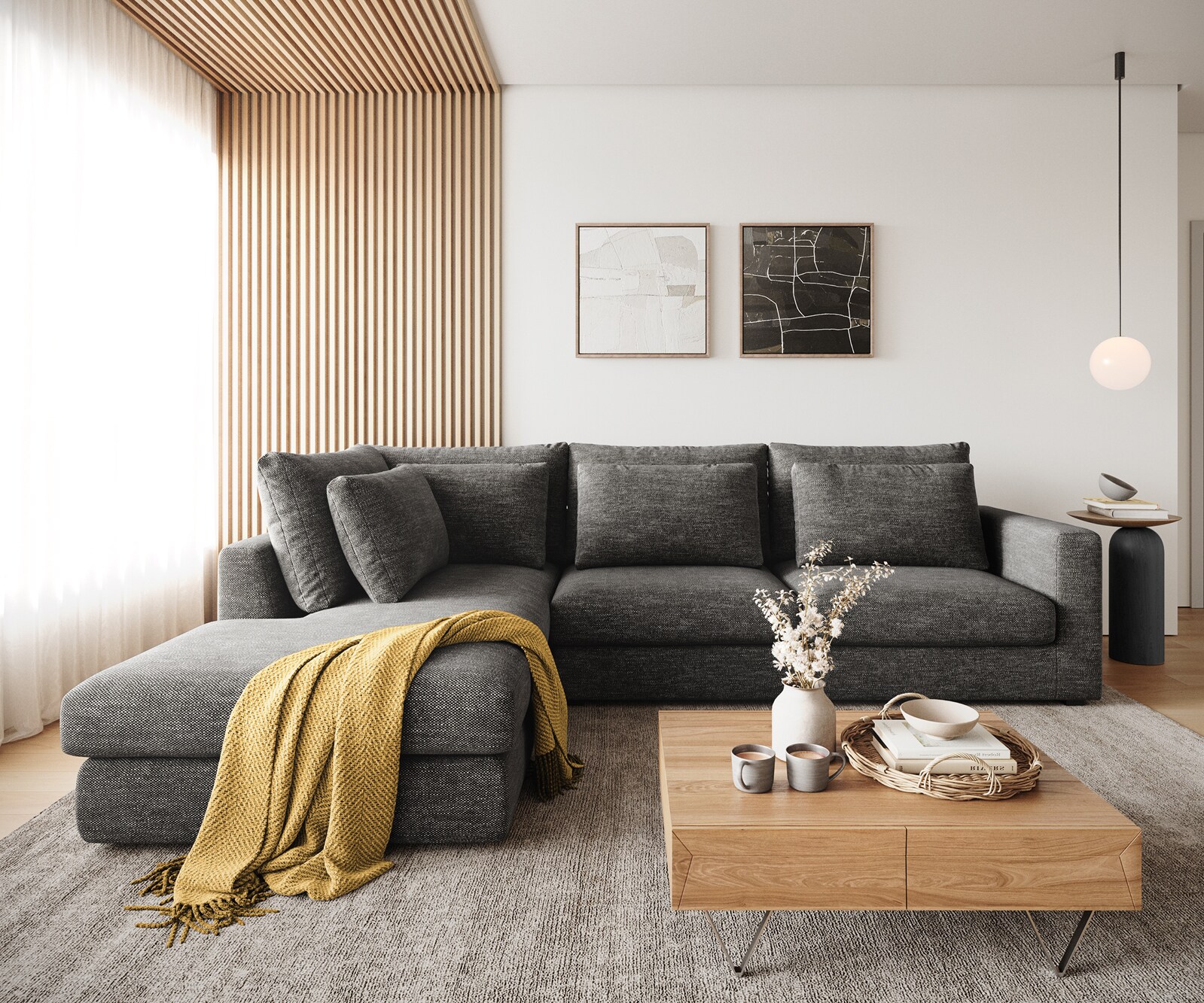 Sofa narożna Isla 330x225cm szenil antracyt szezlong lewy 1