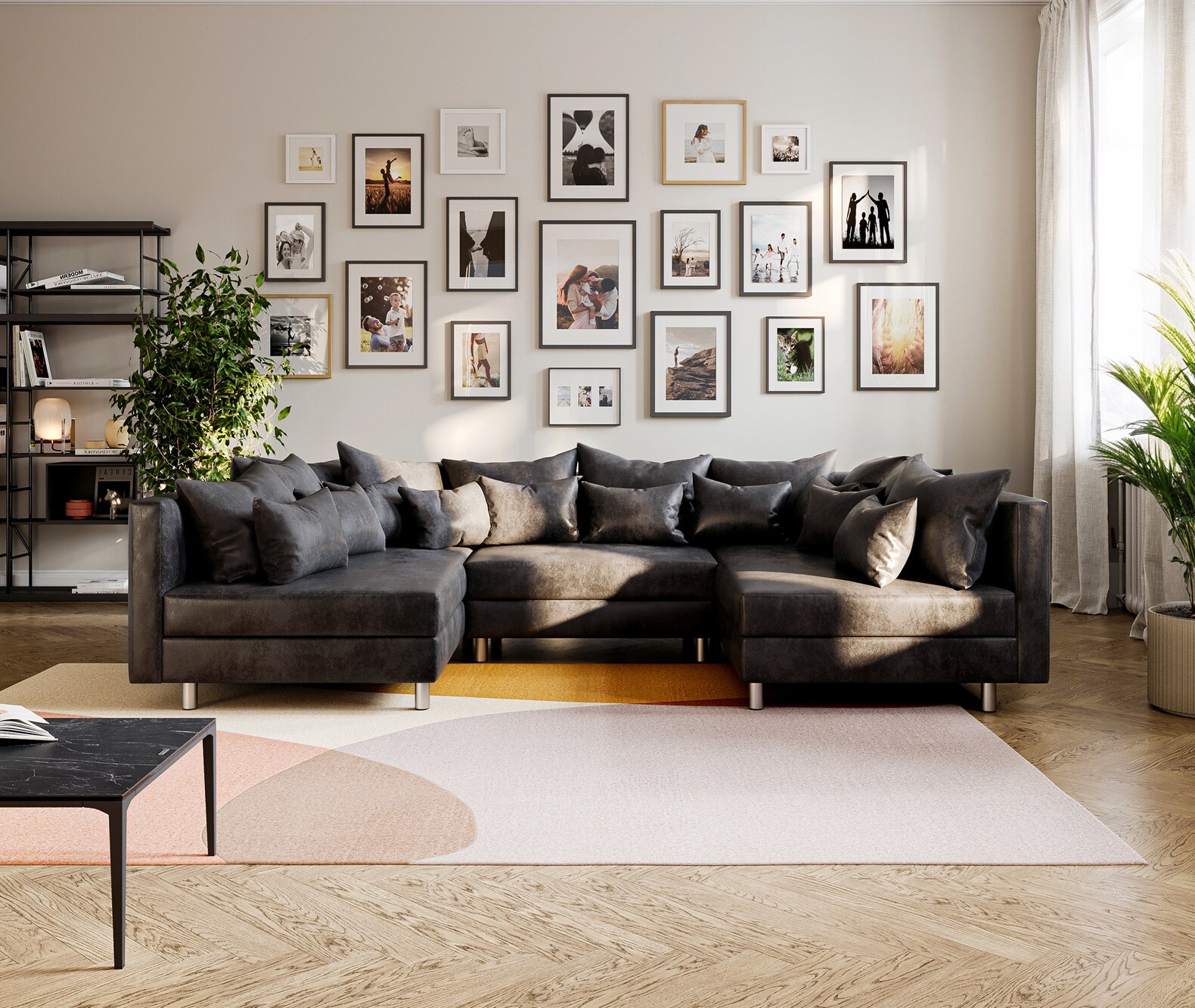 Zestaw wypoczynkowy Clovis antracyt antyczny sofa modułowa 1