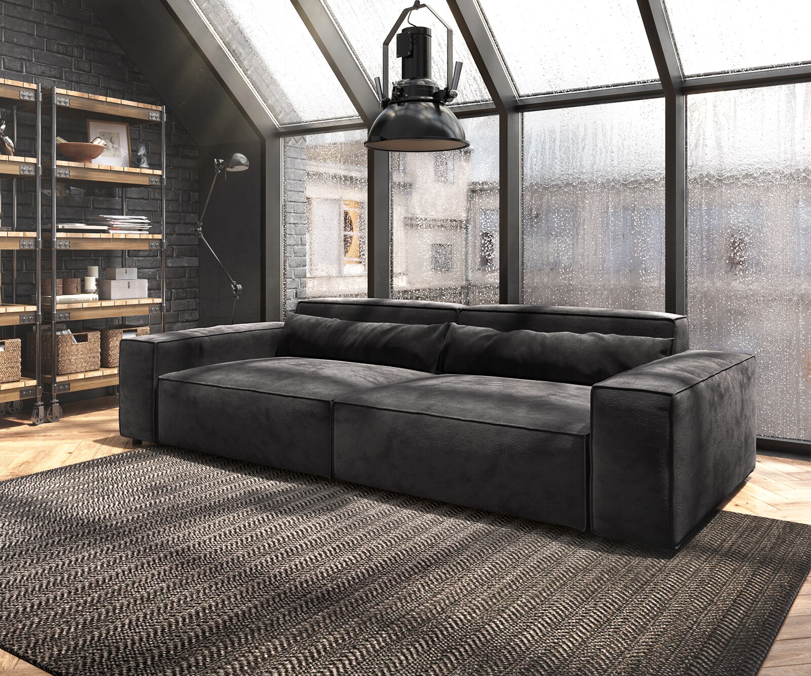 Sofa Sirpio XL 270x130cm mikrofibra czarna