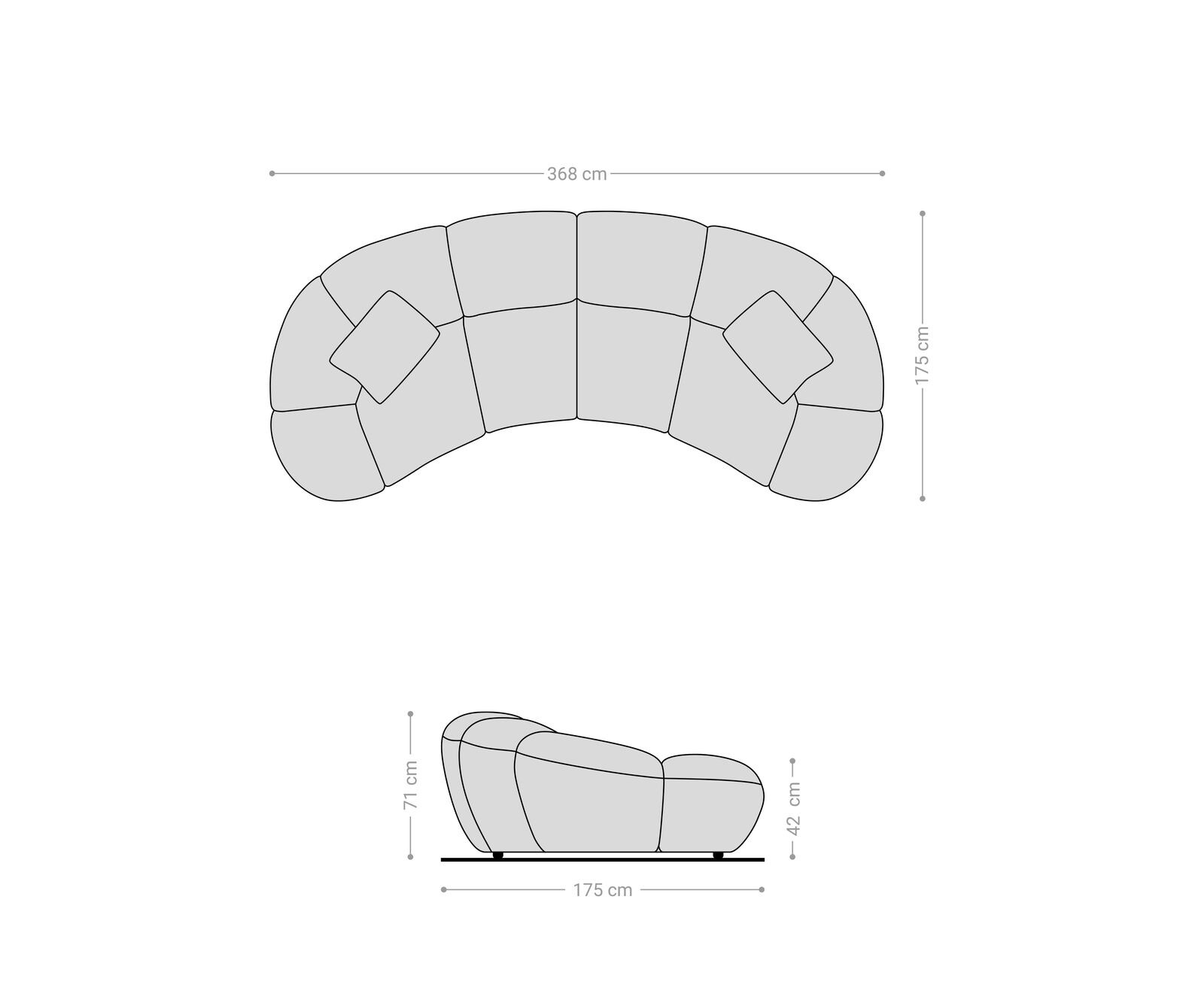 Sofa Lunna 360x175 cm miękka tkanina bouclé szaro-brązowa 2 poduszki 9