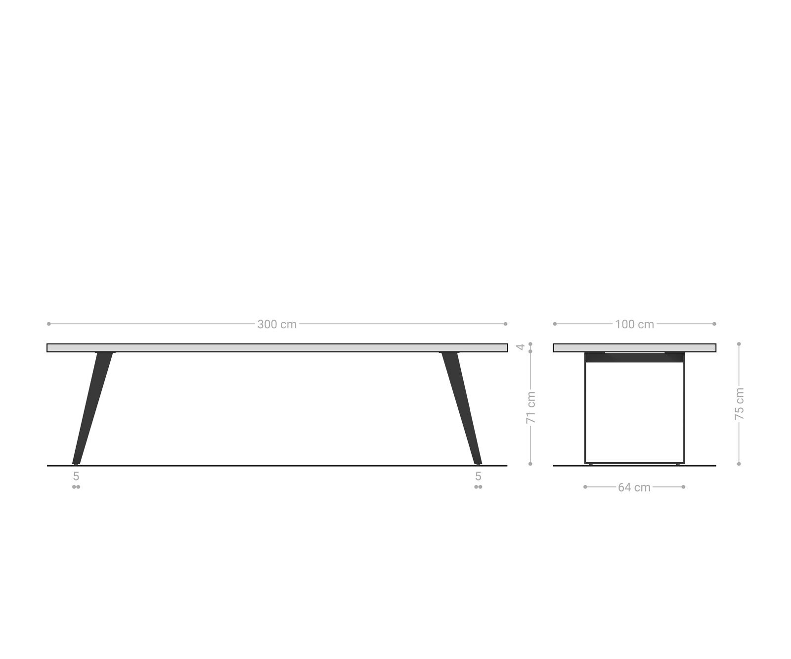 Stół do jadalni Edge 300x100x4cm dąb naturalny stal nierdzewna pochylona rama live-edge 6