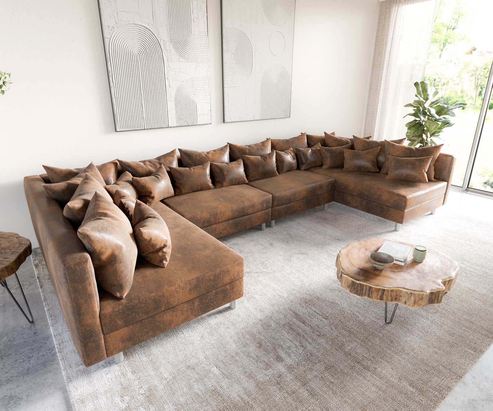 Zestaw wypoczynkowy Clovis XL brąz antyczny sofa modułowa