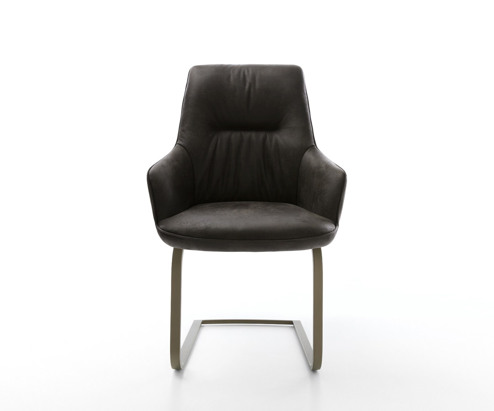 Krzesło Zelia-Flex z podłokietnikami mikrofibra antracytowy vintage podstawa wspornikowa płaska metal w kolorze tytanu sprężyny kieszeniowe 2