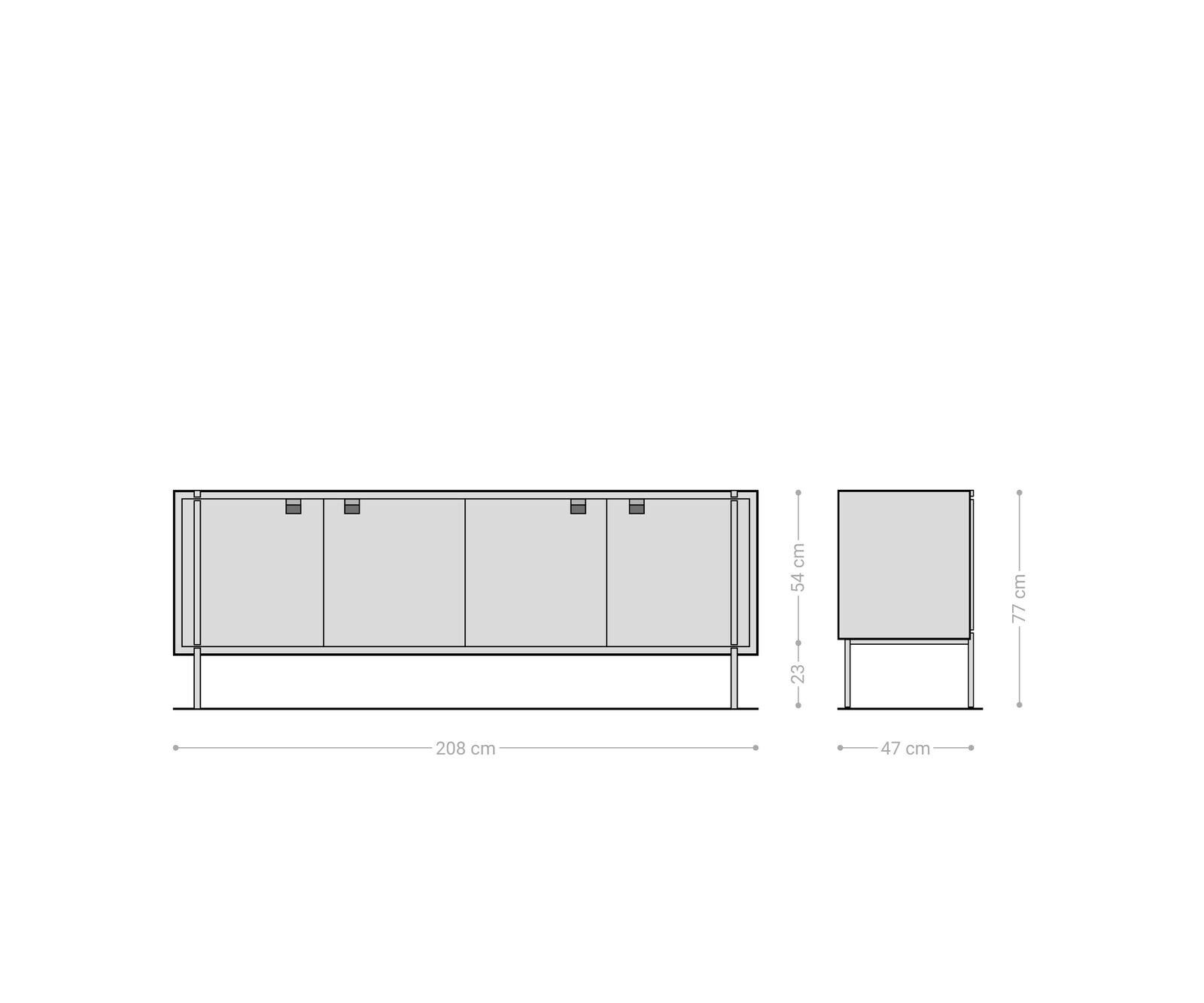 Komoda Rivoro 210 cm akacja naturalna 4 drzwi 6